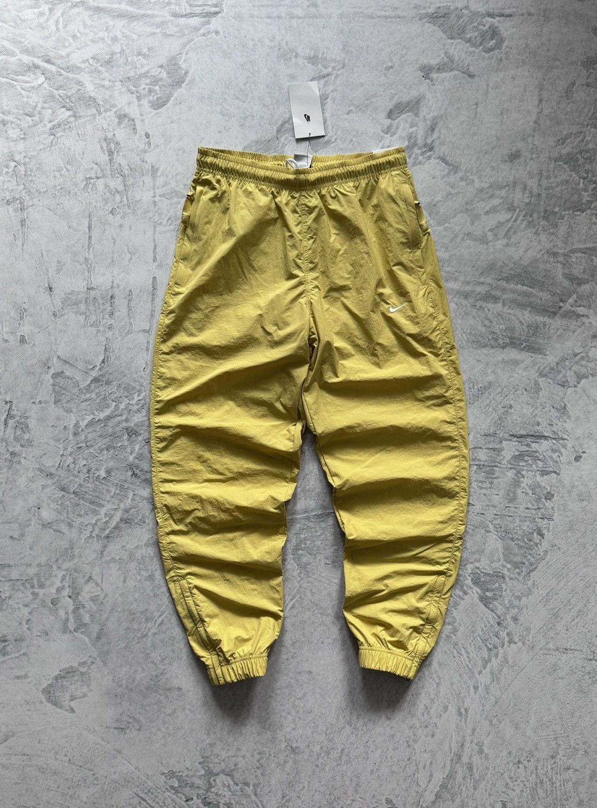 Pre-owned Nike X Vintage Nike Lab Solo Swoosh Track Nylon Joggers Pants Baggy Drill In Yellow