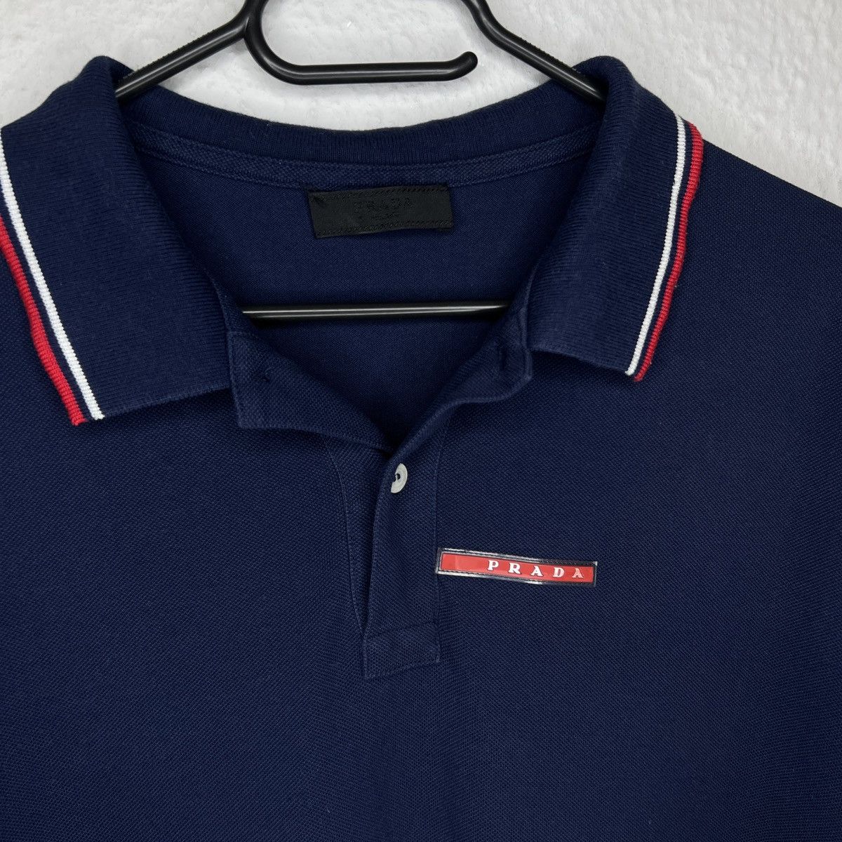 Prada Prada Polo Tshirt Tee Navy Logo Red Rare Y2K Drill Size US L / EU 52-54 / 3 - 4 Thumbnail