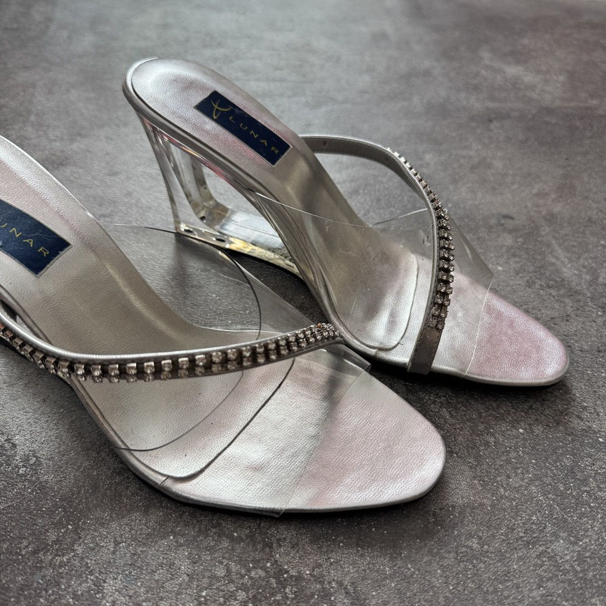 Hysteric Glamour Y2K Glamour 2000’s Clear Transparent Rhinestone Wedge Heels Size US 8 / IT 38 - 5 Thumbnail