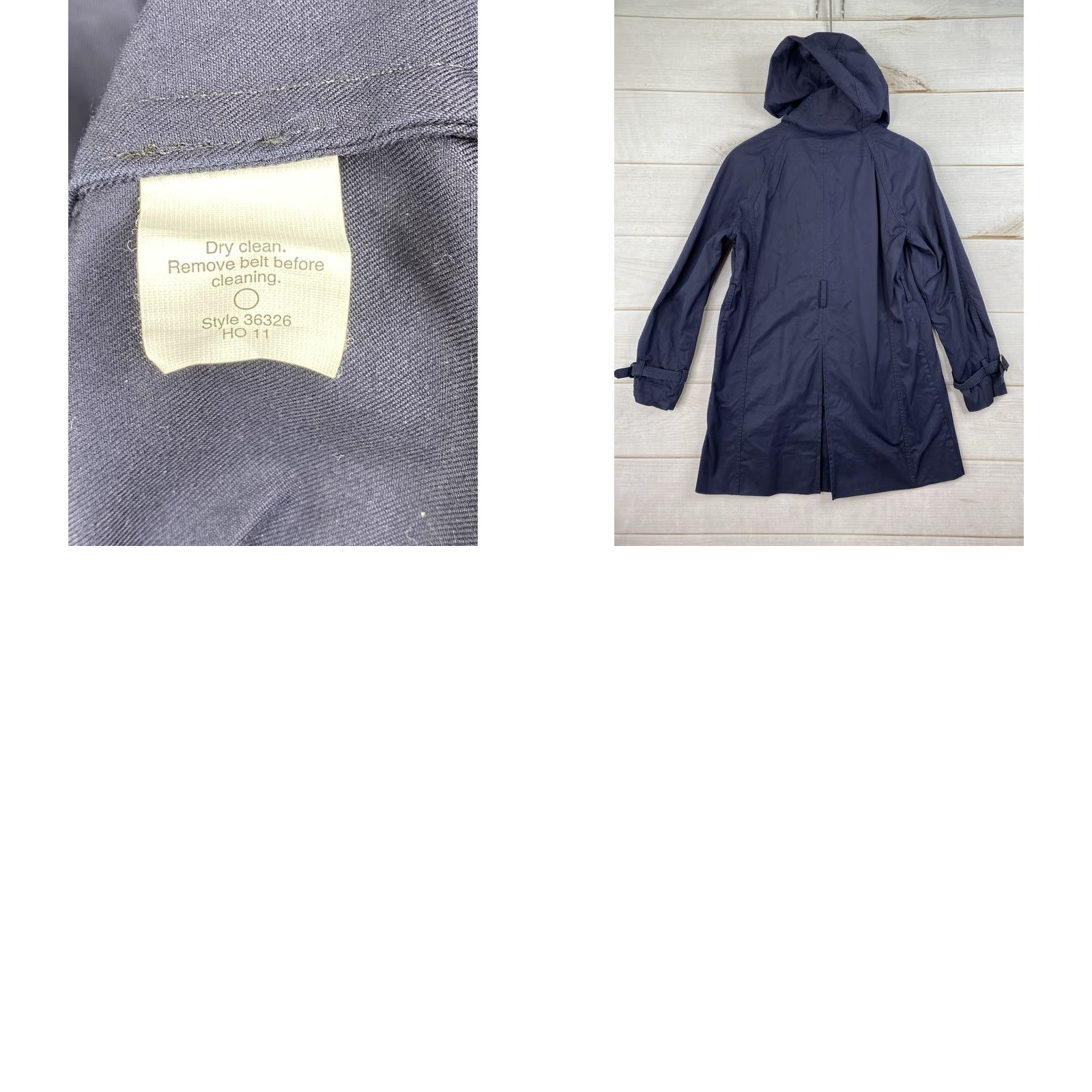 J.Crew J.CREW Trench Coat Womens Size 10 Navy Blue Hooded Zip Mid-Length Cotton Coat Womens Size 10 Navy Blue Hooded Zip Mid-Length Cotton Size L / US 10 / IT 46 - 9 Thumbnail