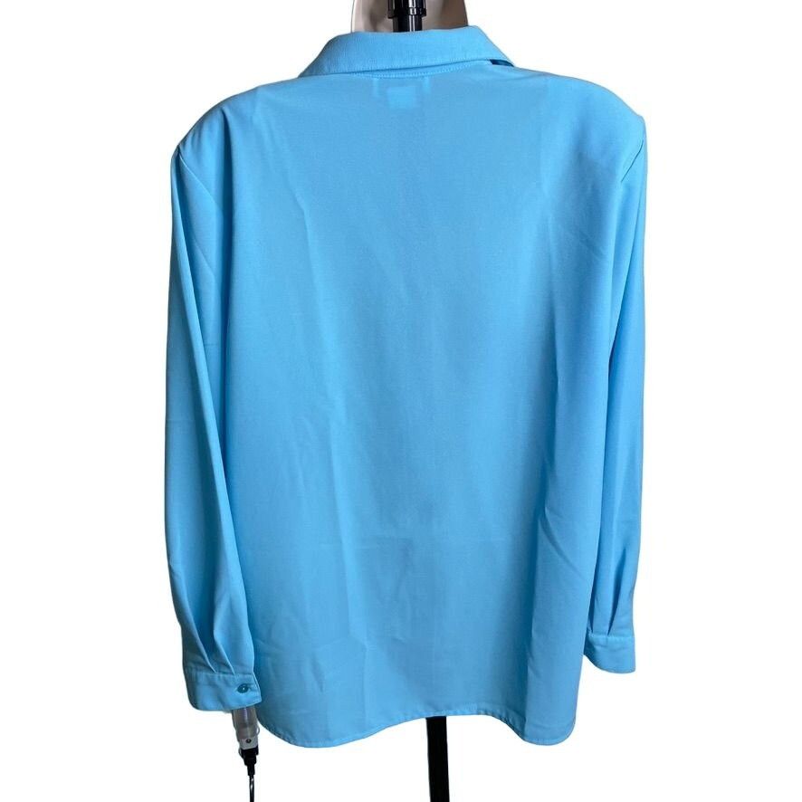Other Womens Button Down Dress Blouse Lightweight Blue Top Plus Si Size XL / US 12-14 / IT 48-50 - 6 Thumbnail