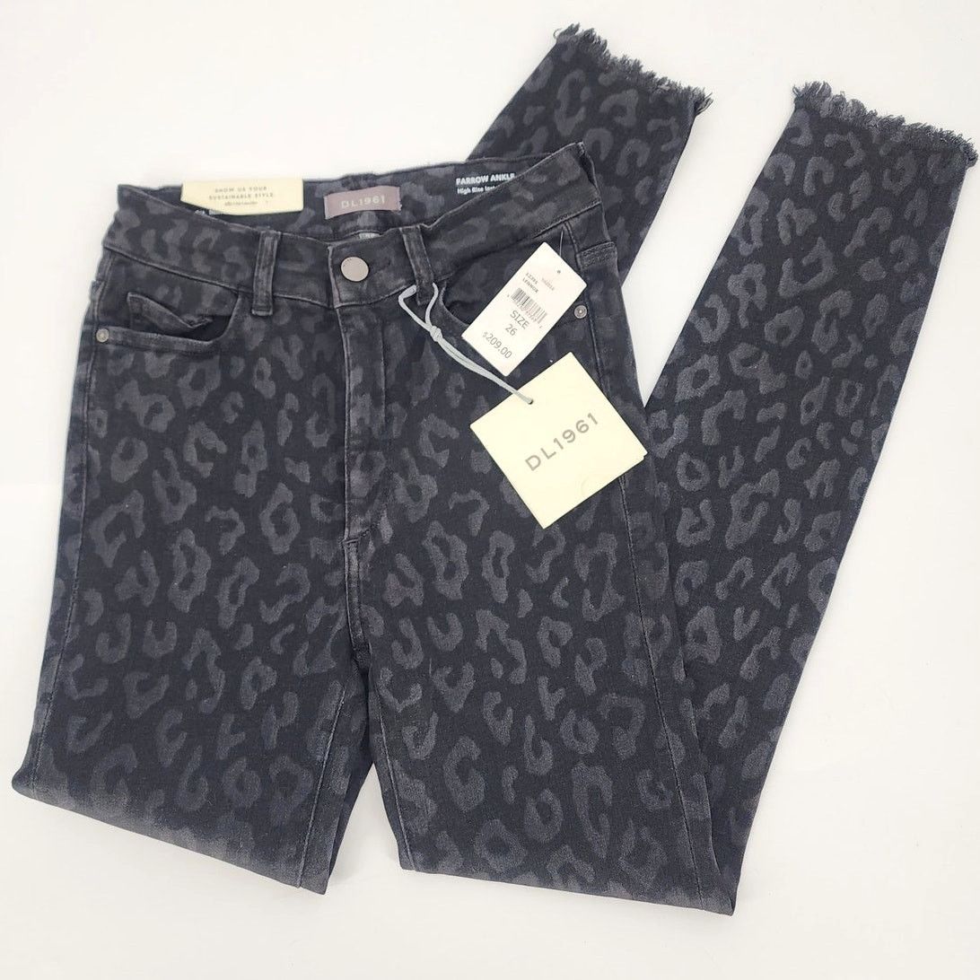 DL1961 DL1961 Farrow Ankle Jeans Black Leopard Print Women's Sz 26 Size 26" / US 2 / IT 38 - 1 Thumbnail