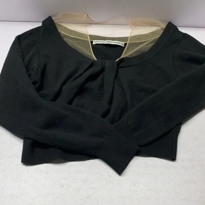 Alexander Wang Alexander Wang Black Sheer Neckline Crop Sweater - Size S / US 4 / IT 40 - 9 Thumbnail
