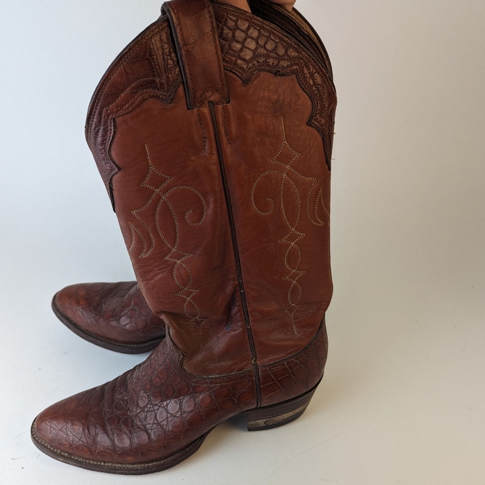 Justin Boots Vintage Justin Men's Boots Exotic Bias Cut Alligator - 8.5D Size US 8 / EU 41 - 5 Thumbnail