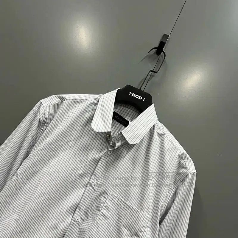 Louis Vuitton Louis Vuitton Gray Striped Long Sleeve Shirt . Size US M / EU 48-50 / 2 - 2 Thumbnail