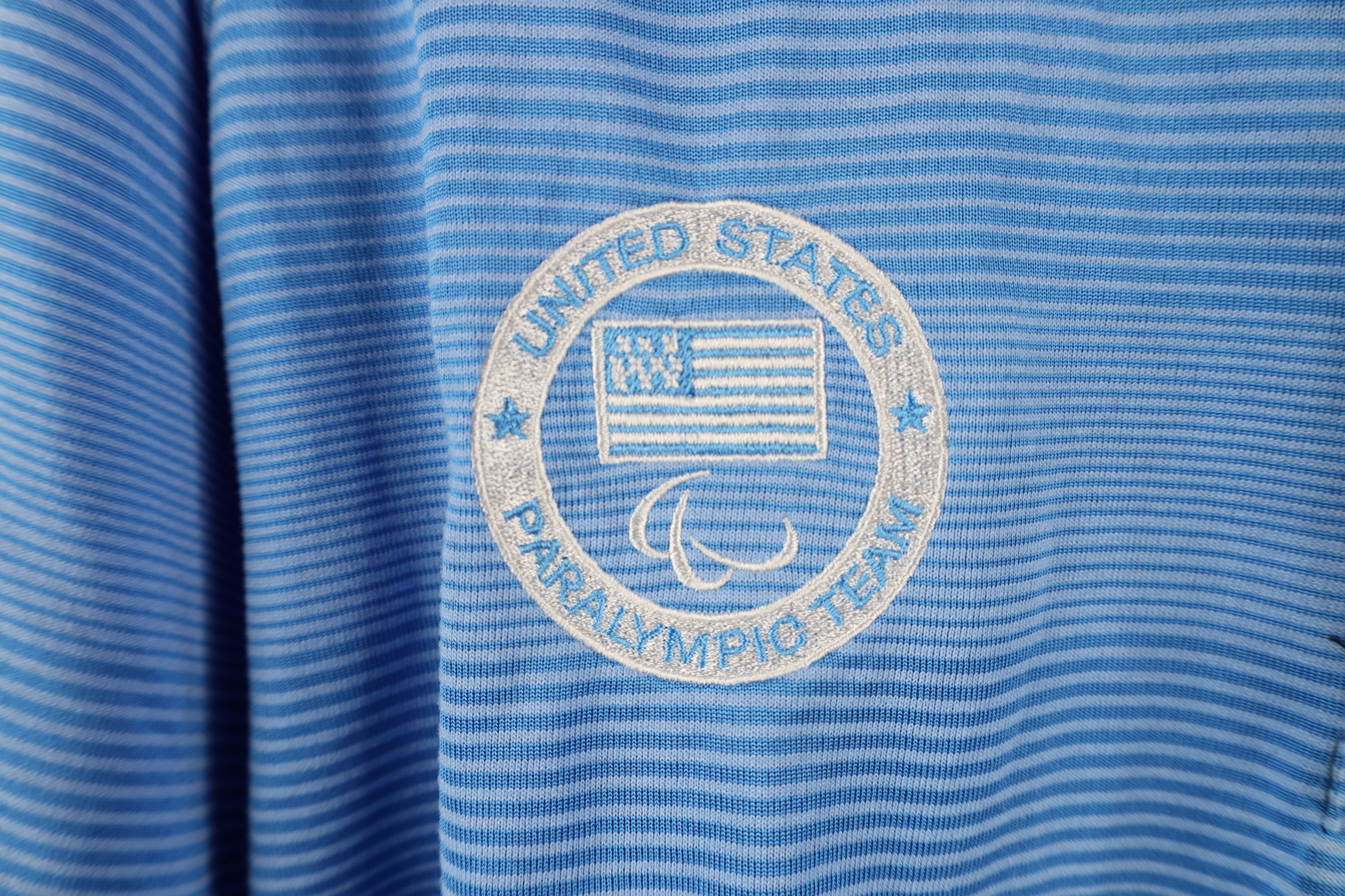 Nike × Vintage Nike Issued United States Paralympic Team Striped Polo Shirt Size US L / EU 52-54 / 3 - 5 Thumbnail