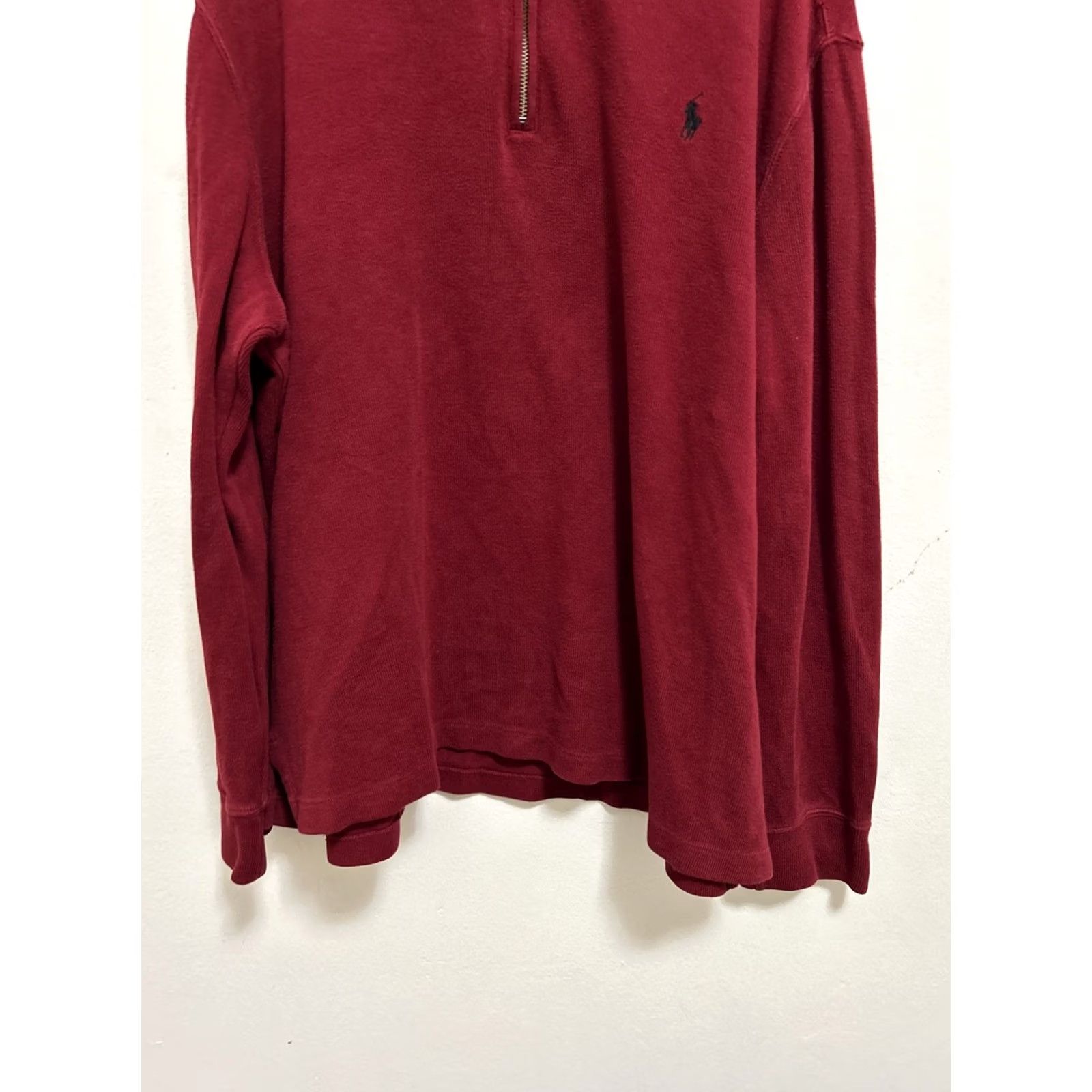 Ralph Lauren Polo Ralph Lauren Sweater Mens XL Red 1/4-Zip Pullover Cotton Rib-Knit Pony Embroidered Logo Vintage No Size US XL / EU 56 / 4 - 3 Thumbnail