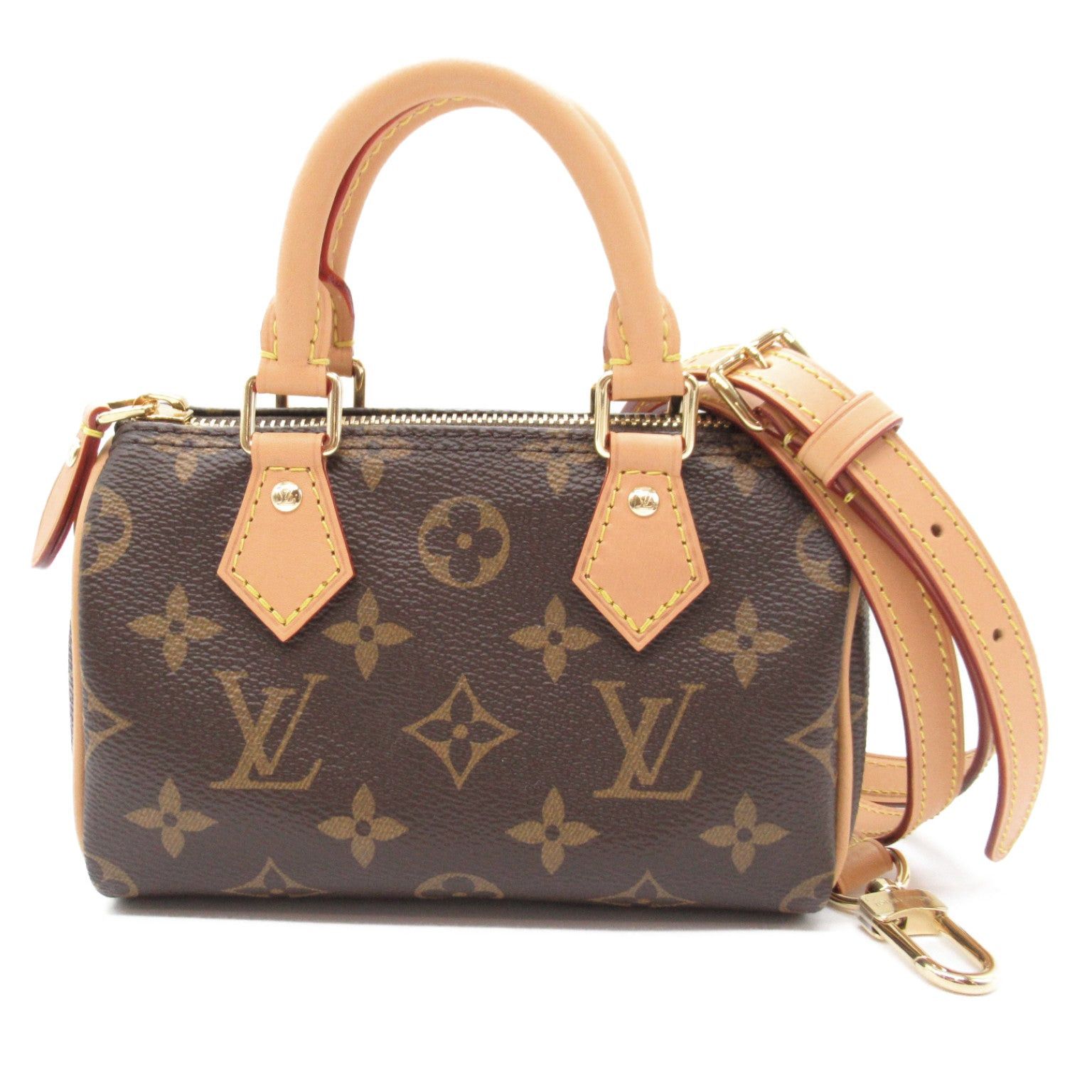 Louis Vuitton Louis Vuitton Nano Speedy Shoulder Bag Coated Canvas Monogram Brown Size ONE SIZE - 1 Thumbnail