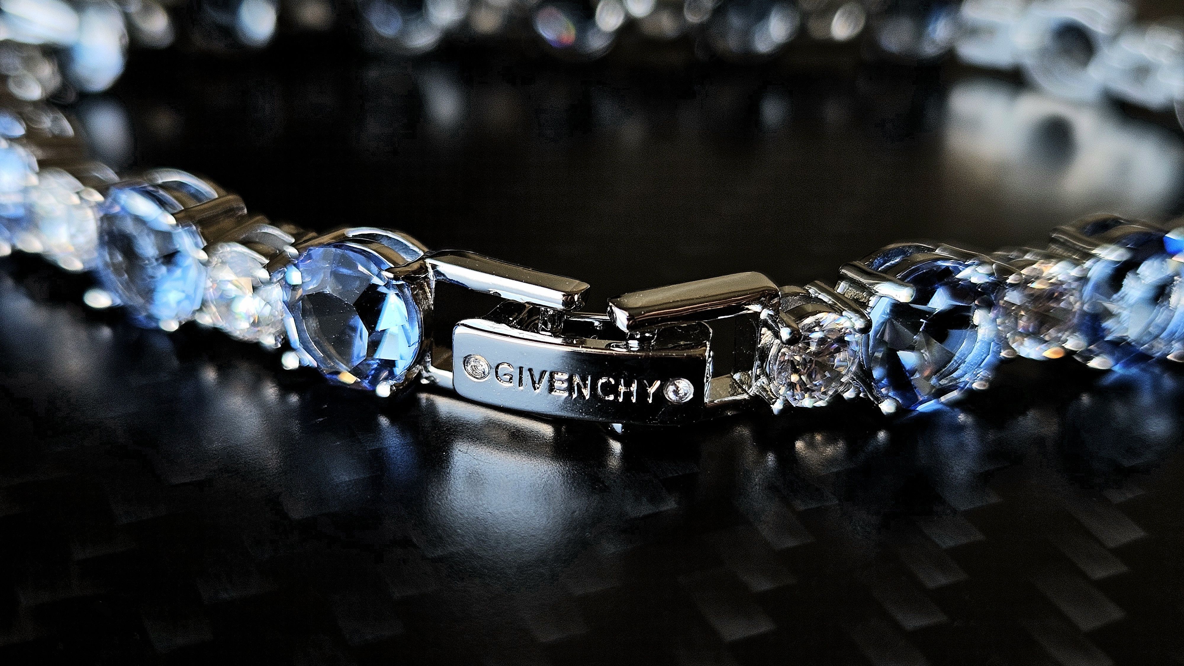 Givenchy 💙 Blue Crystal Cubic Silver Tennis Bracelet Size ONE SIZE - 4 Thumbnail