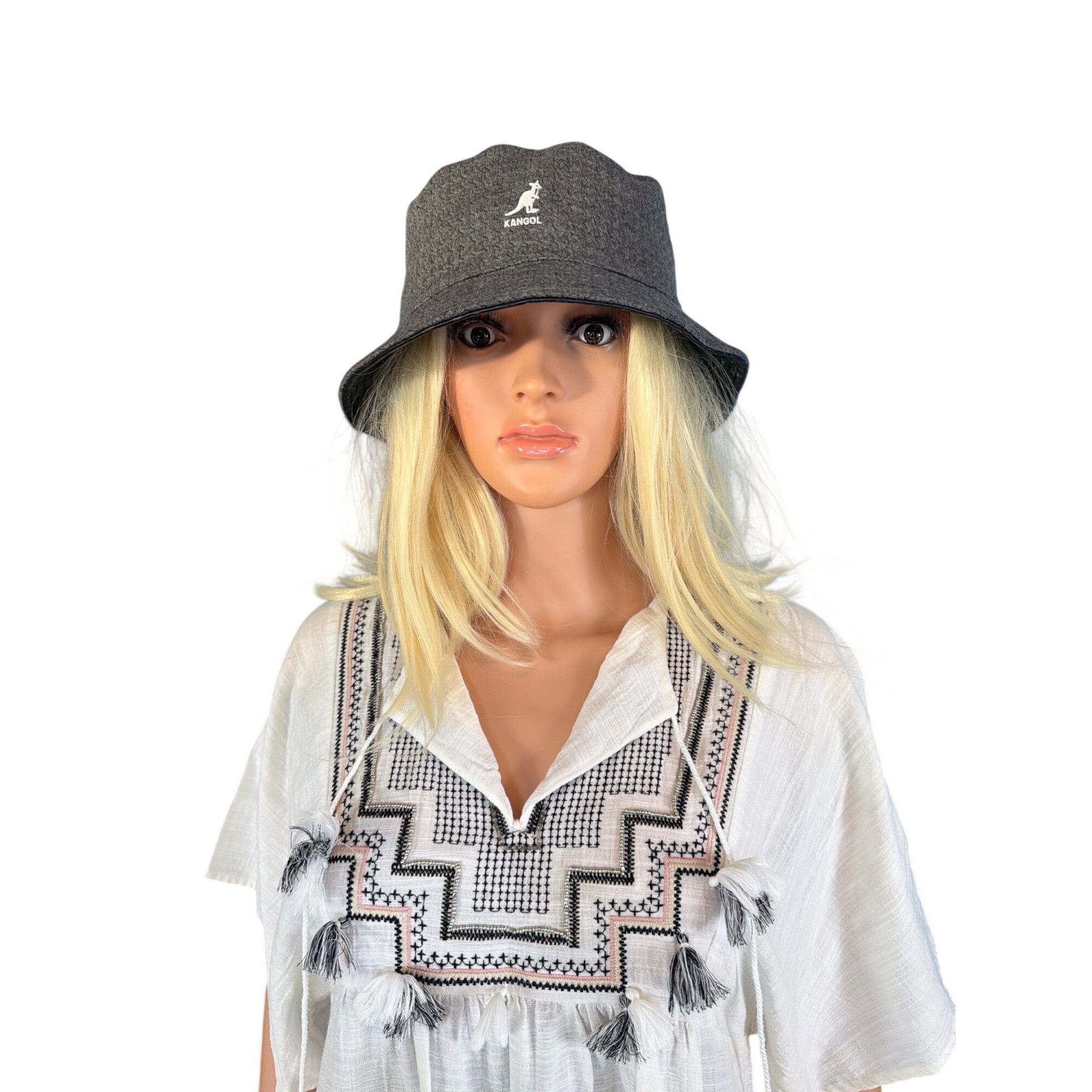 Kangol New Kangol Embossed Reversible Bucket Hat Gray Black XL Unis Size ONE SIZE - 4 Thumbnail