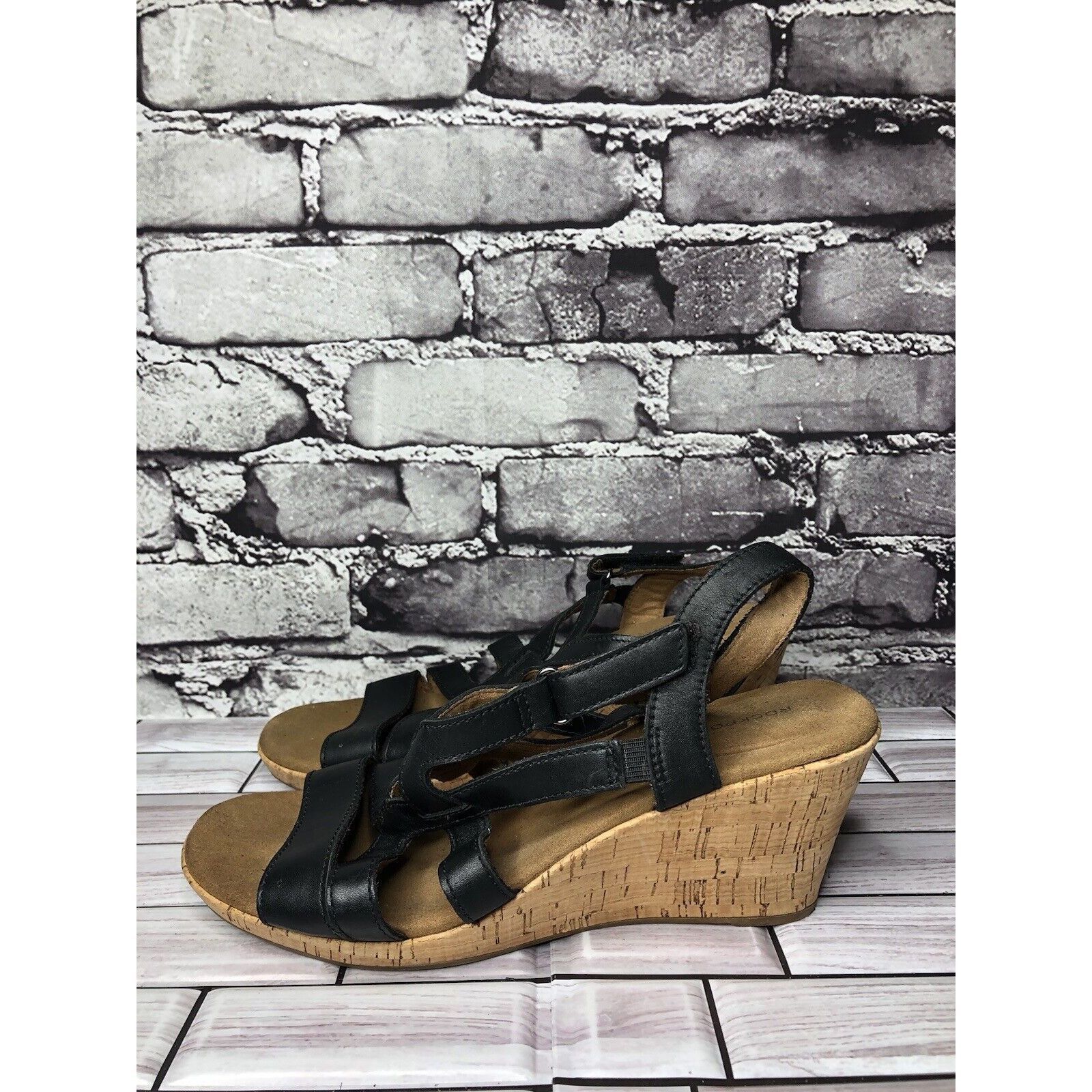 Rockport Rockport Black Leather Casual Cork Wedge Strappy Sandals Wom Size US 8.5 / IT 38.5 - 5 Thumbnail