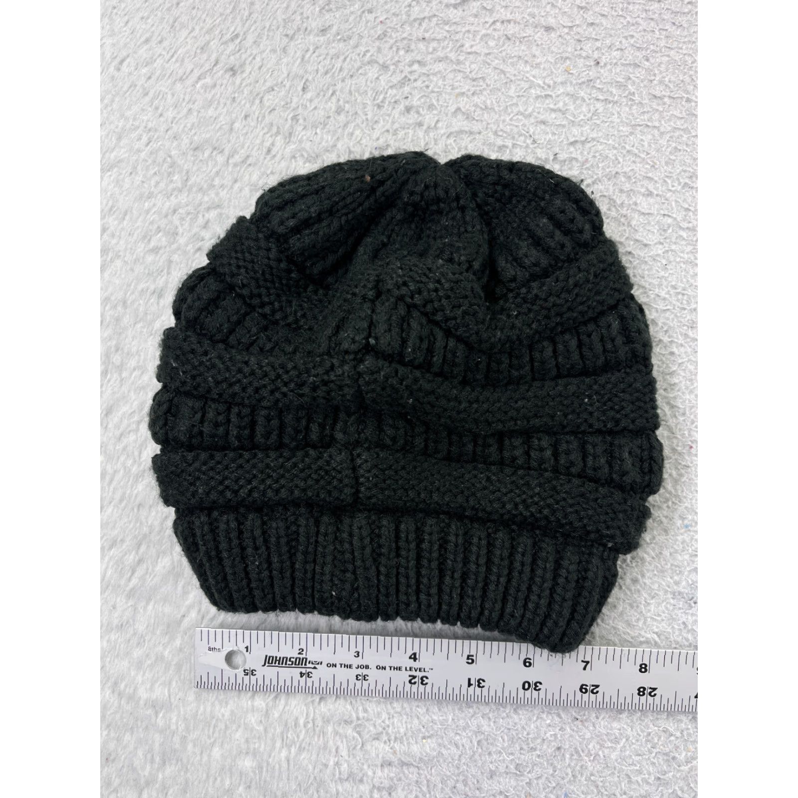 Vintage Beanie Hat Womens One Size Black Cable Knit 100% Acrylic Winter Ski Size ONE SIZE - 2 Thumbnail