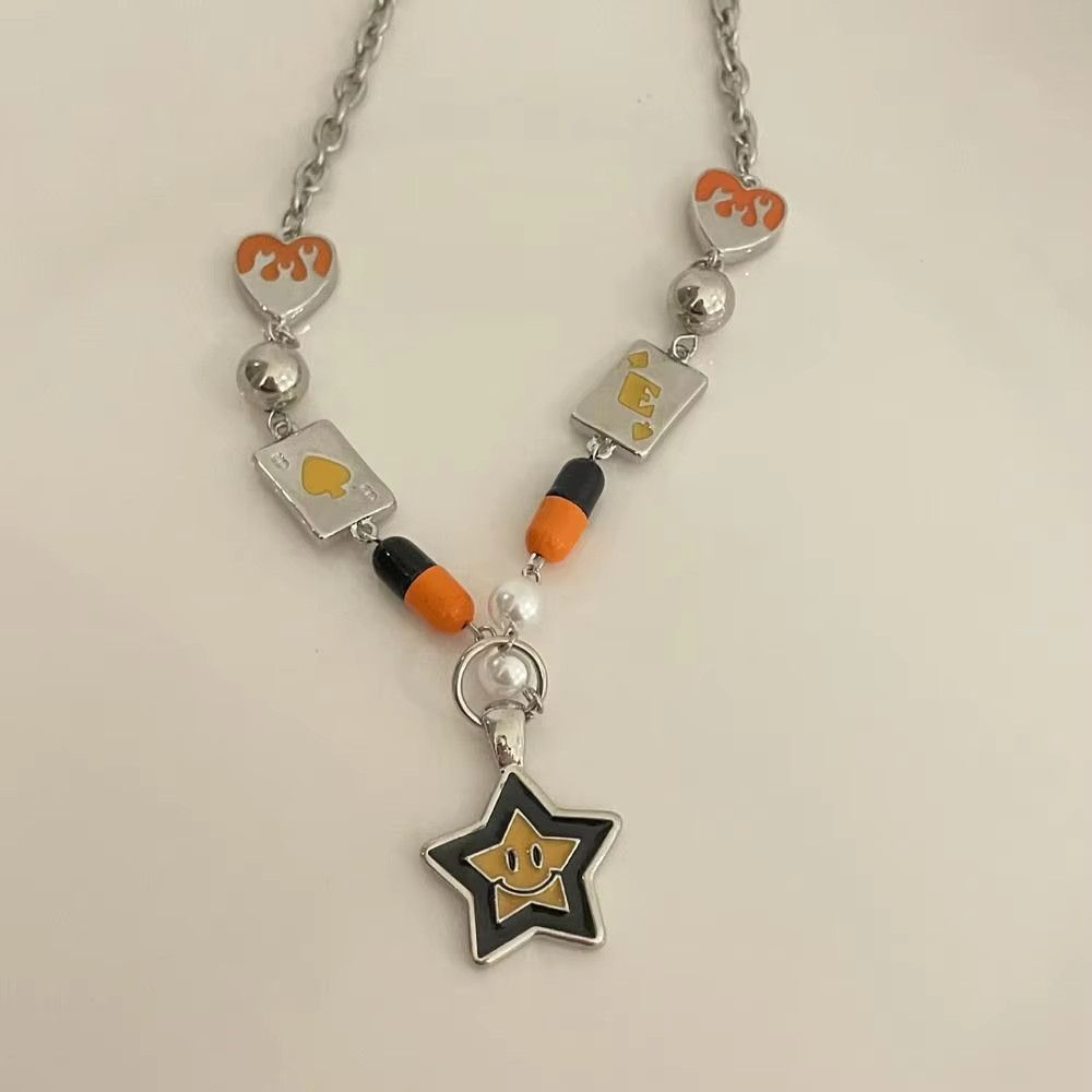 Jewelry Punk Smile Star Heart Clavicle Chain Necklace Size ONE SIZE - 2 Thumbnail