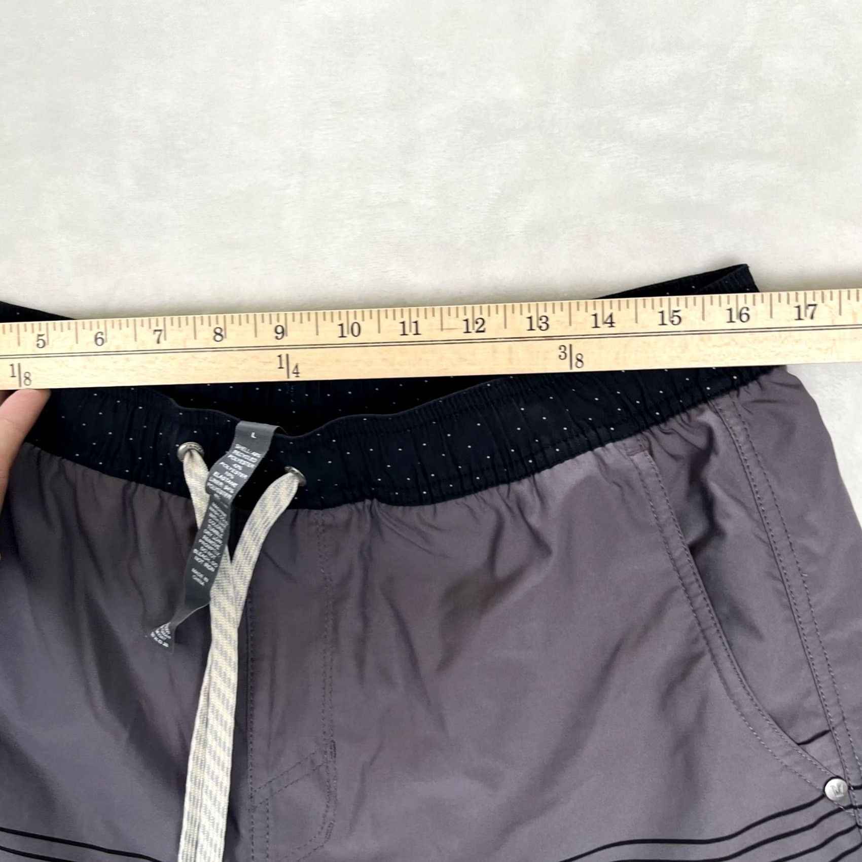 Vuori Vuori Swim Trunks Mens M Gray Stripe Lined Elastic Waist Drawstring Pockets Size ONE SIZE - 6 Thumbnail