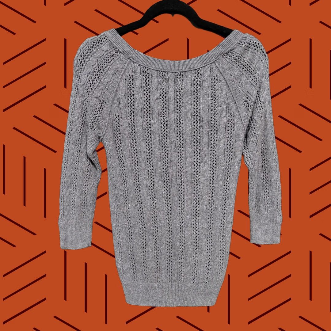 American Eagle Outfitters American Eagle Outfitters Sweater Womens S/P Gray Wool Knit Solid Sleeve Women Size Size S / US 4 / IT 40 - 1 Thumbnail