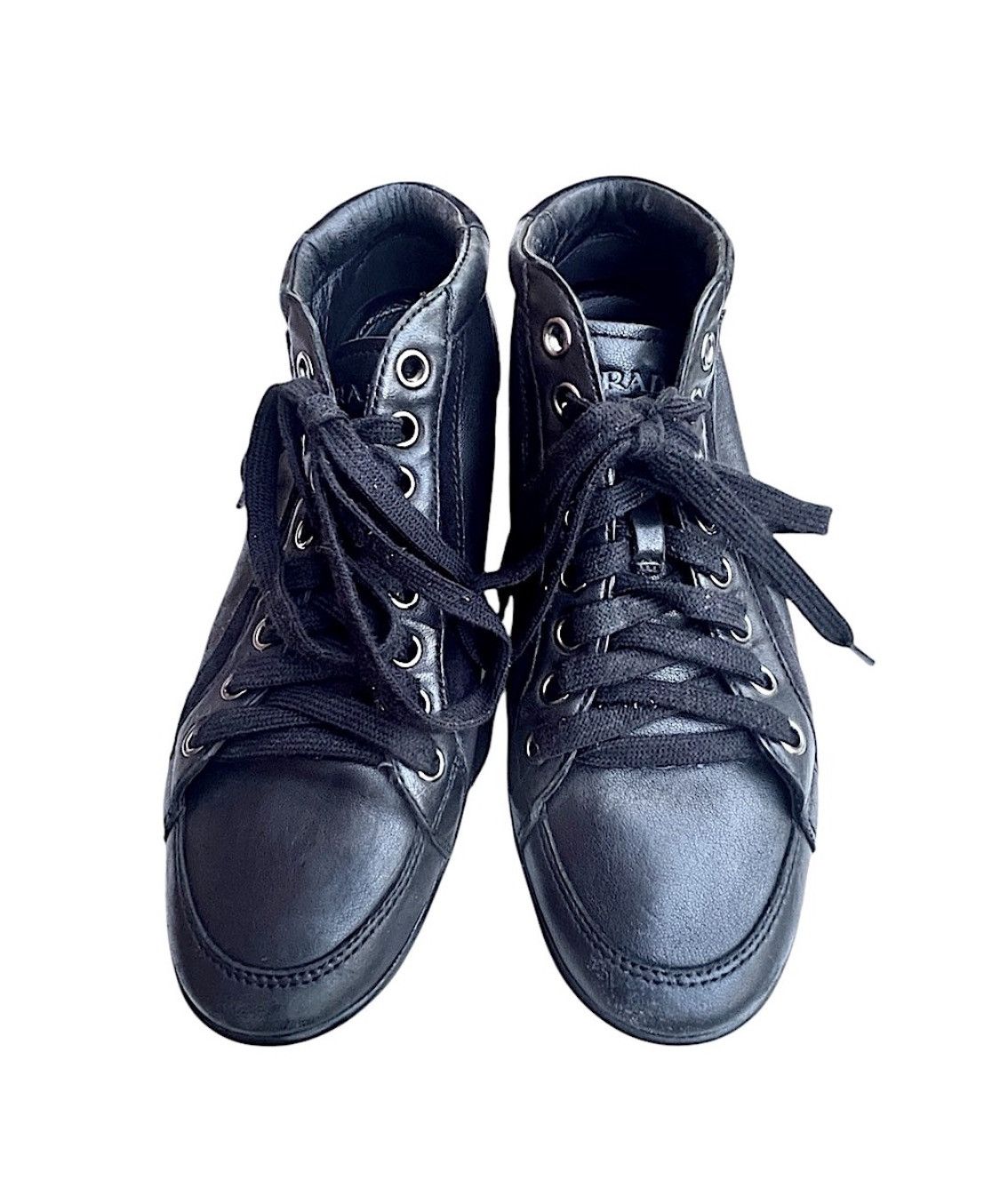 Prada Prada Men's Hightop Black Leather & Suede Sneakers Size 7 Size US 7 / EU 40 - 4 Thumbnail