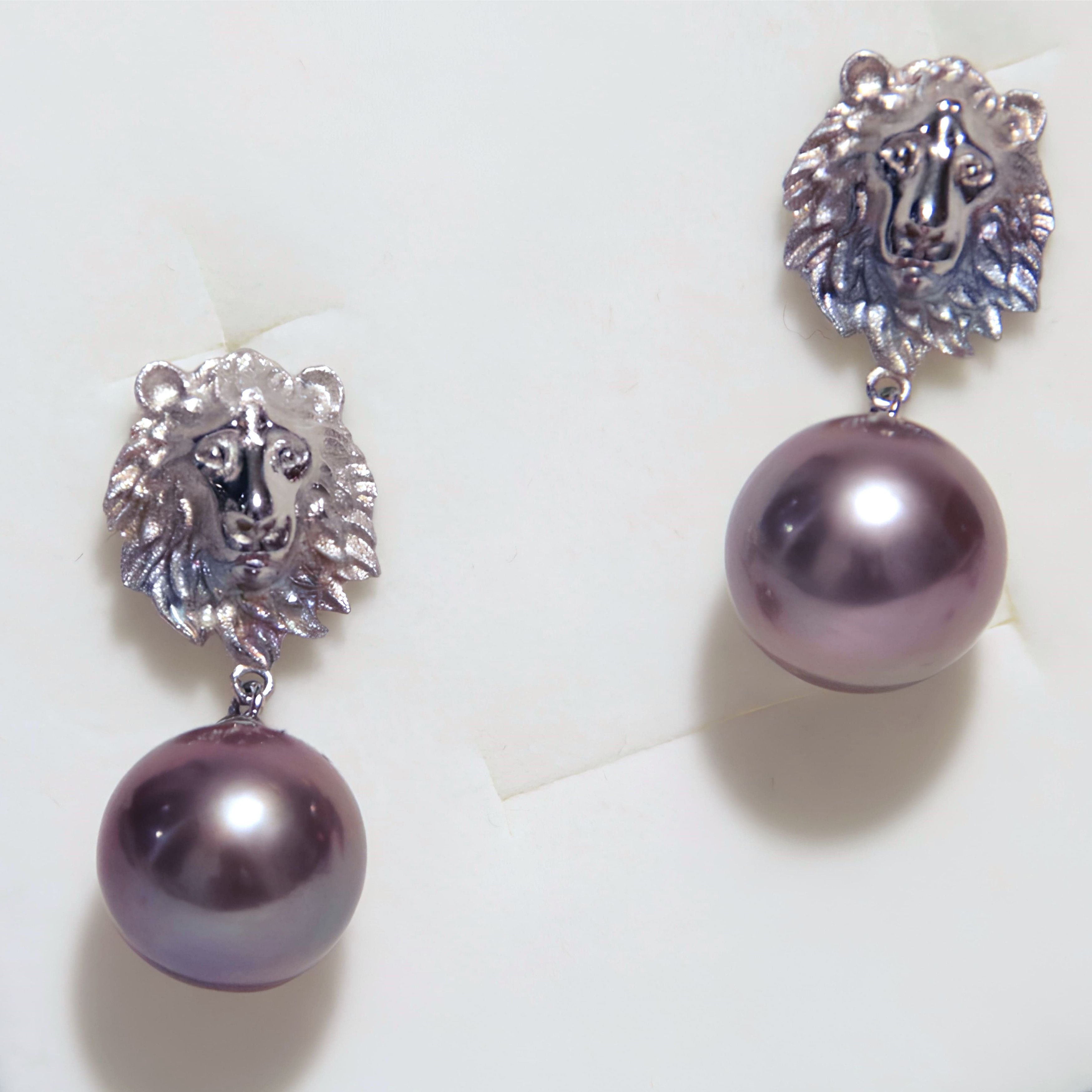 Designer Lion Pearl Earrings Size ONE SIZE - 2 Thumbnail