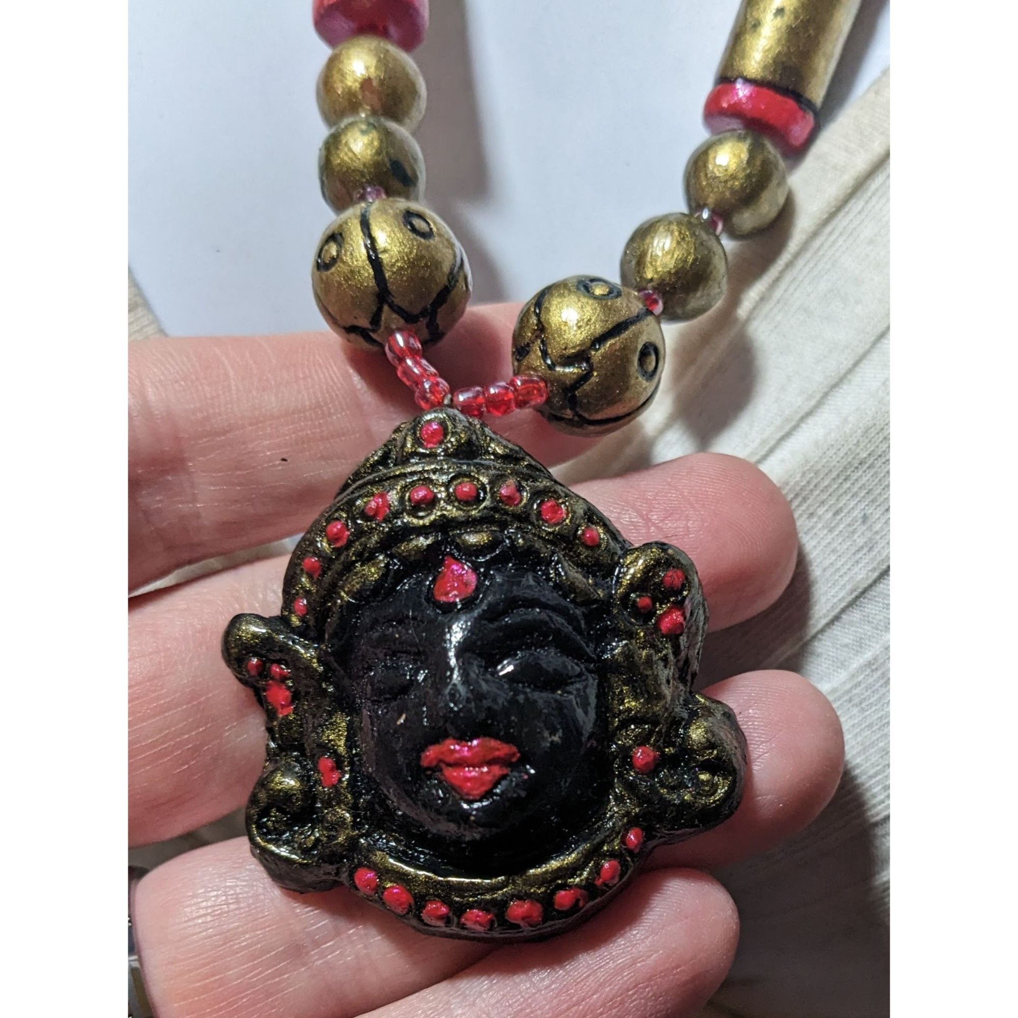 Other Vintage Black And Gold Deity Pendant Necklace Size ONE SIZE - 7 Thumbnail