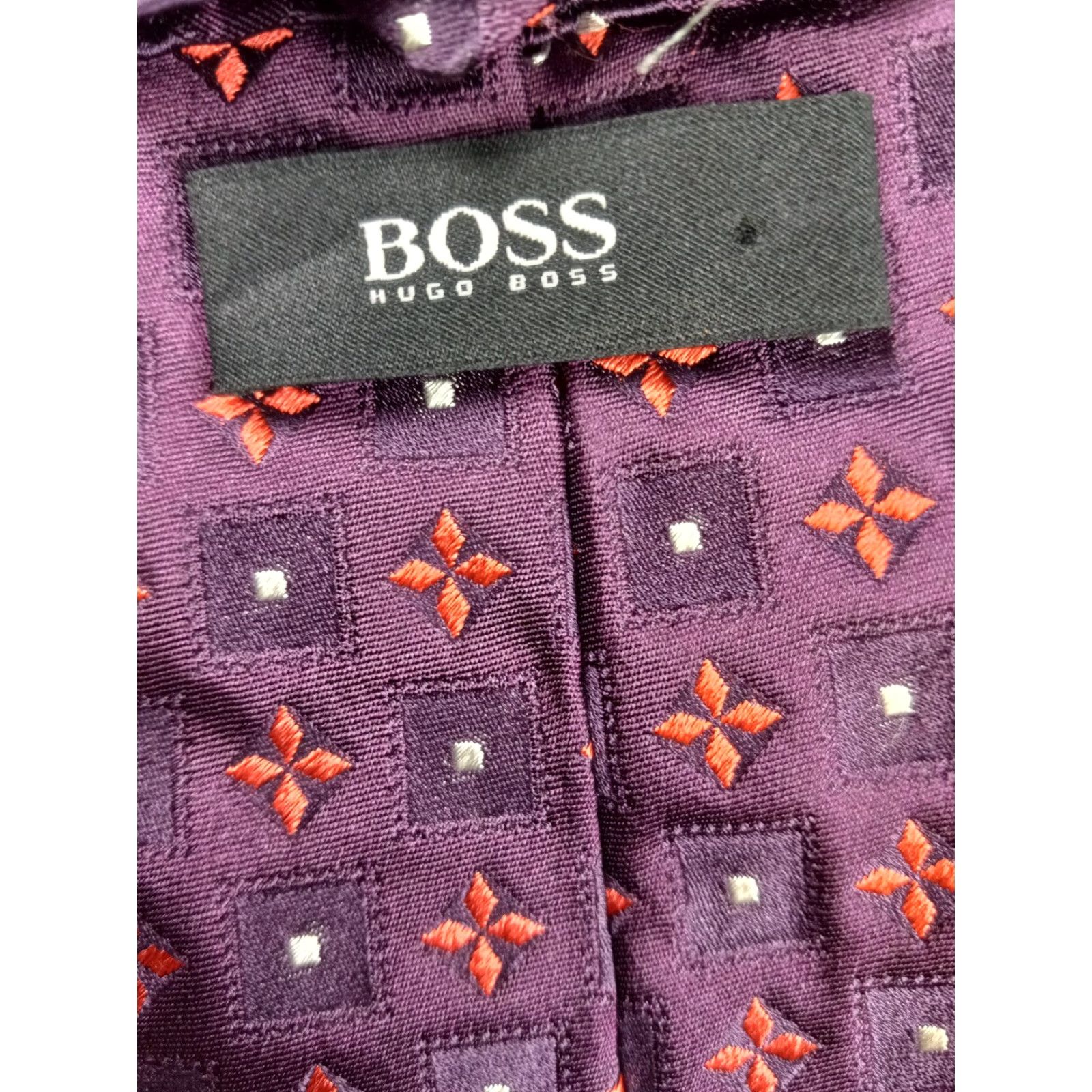 Hugo Boss HUGO BOSS Italy Men's 100% Silk Necktie Purple Red Stars Good Condition Size ONE SIZE - 3 Thumbnail