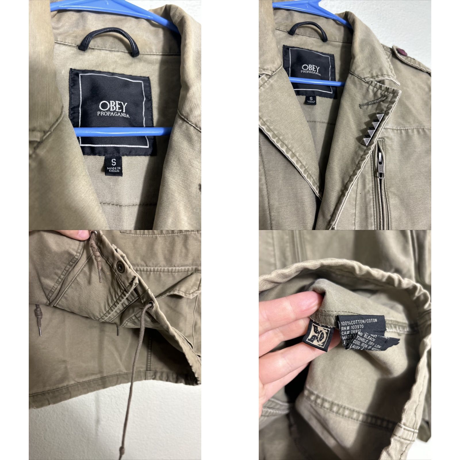 Obey VINTAGE Obey Womens Small Army Green Field Jacket Pocket Buttons Cinched Size S / US 4 / IT 40 - 8 Thumbnail