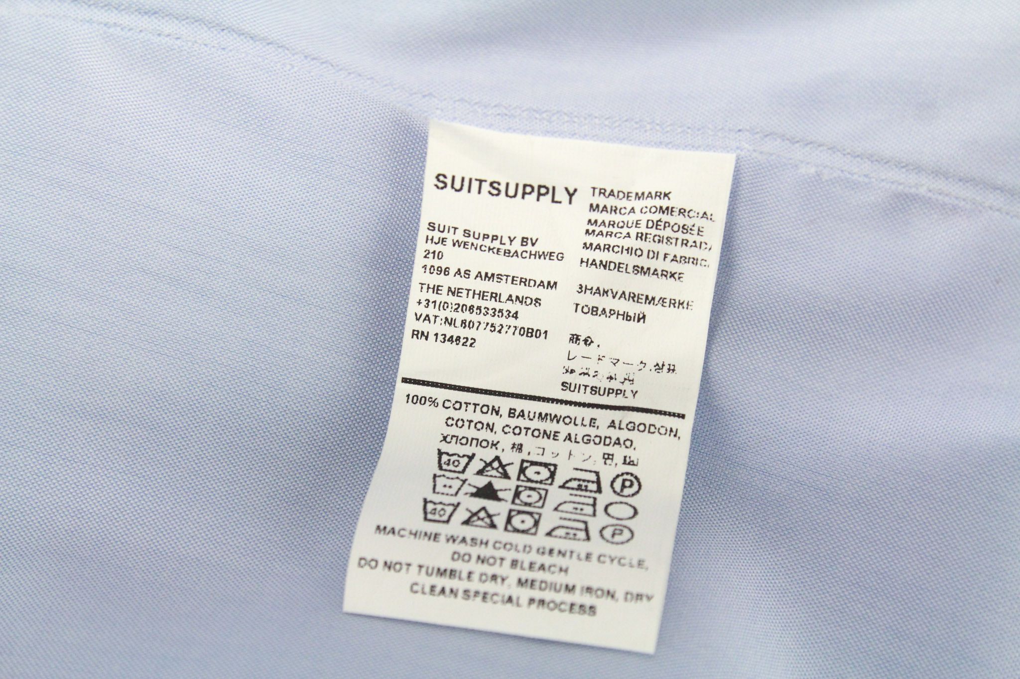 Suitsupply 41L/16L Extra Slim Fit Blue Cotton Cutaway 72516 Size 40R - 7 Thumbnail