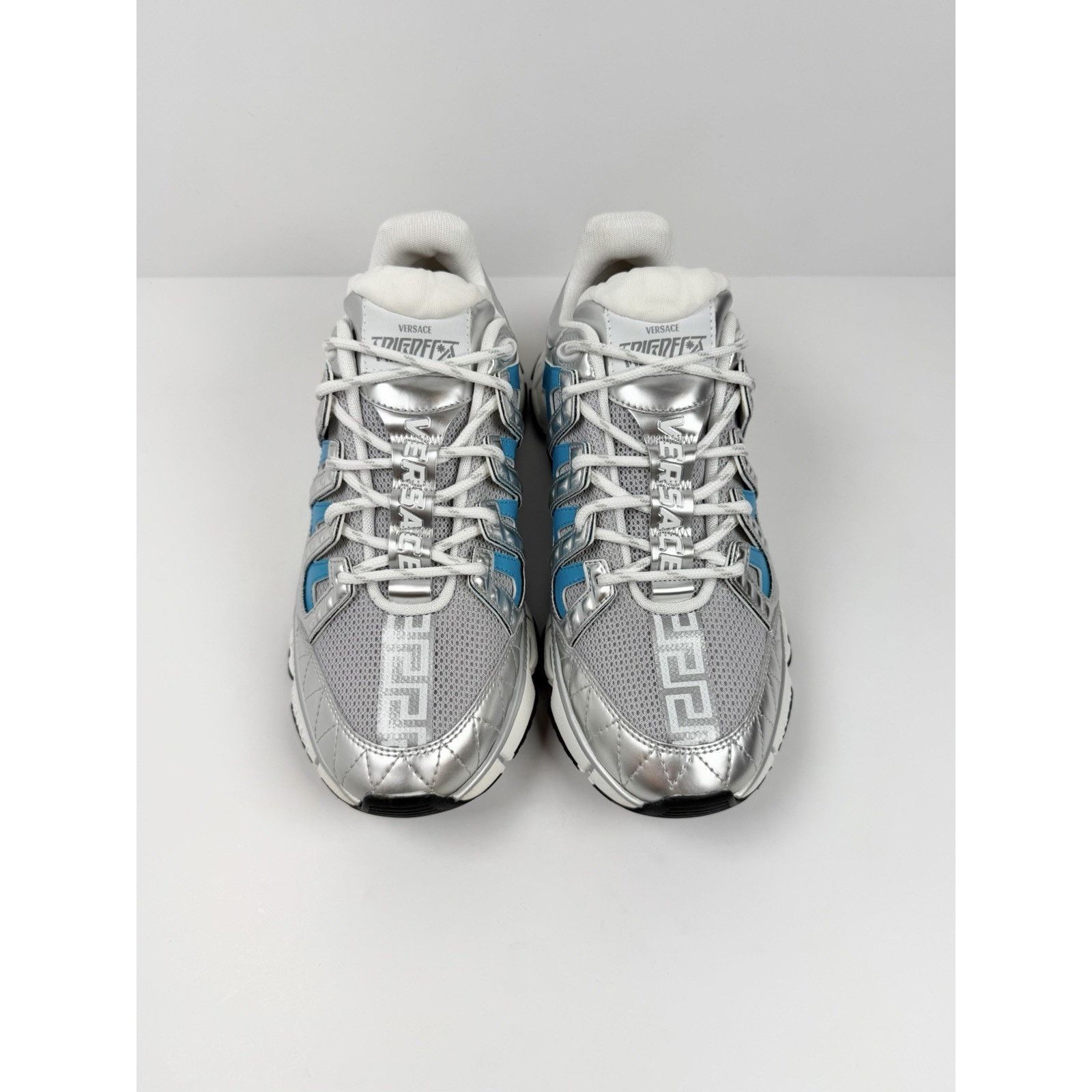 Versace Size 40EU/7US - Versace Trigreca Silver Blue Sneakers NEW! Size US 7 / EU 40 - 4 Thumbnail