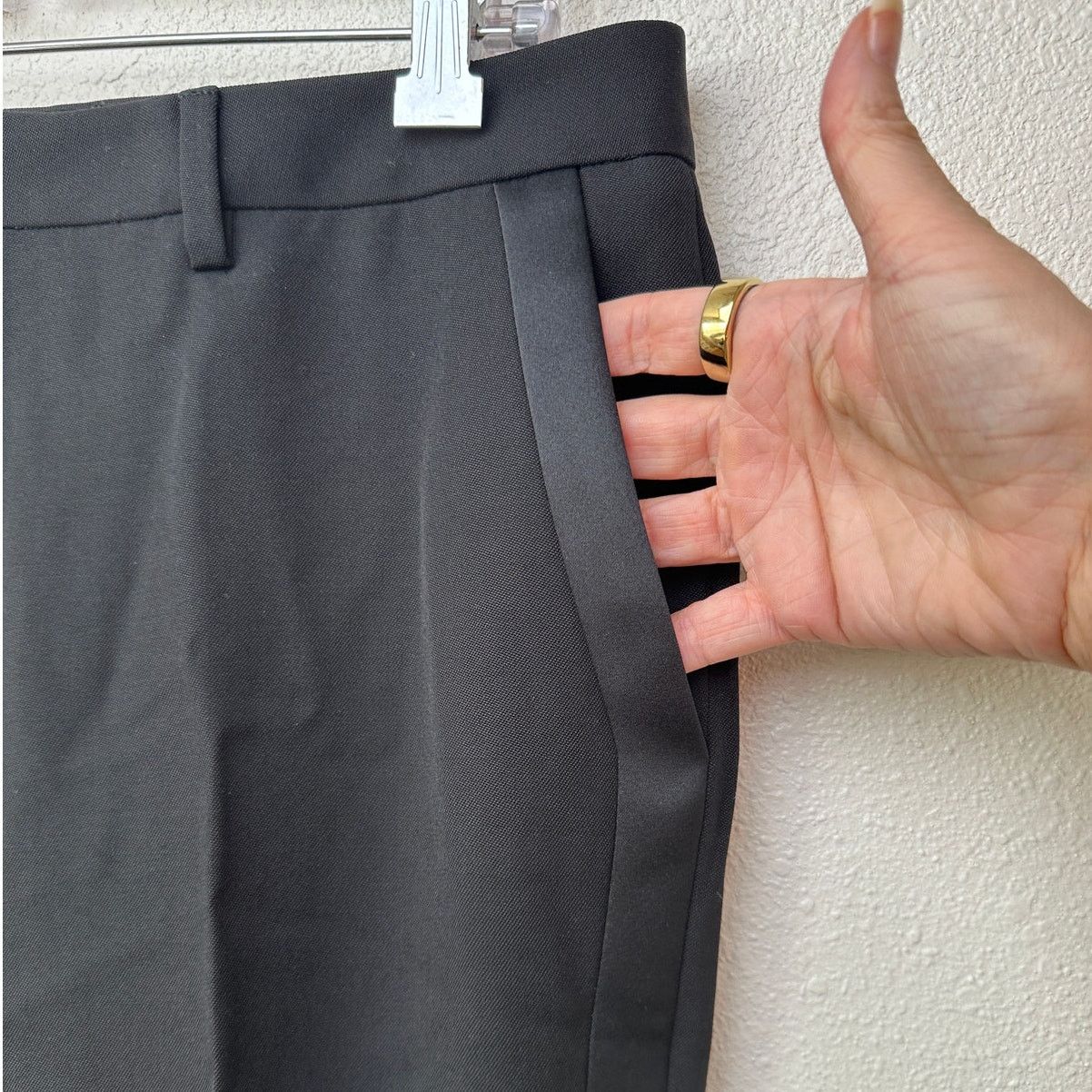Yves Saint Laurent Saint Laurent Black Tuxedo Pants Satin Stripe Zip Hem US 6 Size 28" / US 6 / IT 42 - 6 Thumbnail