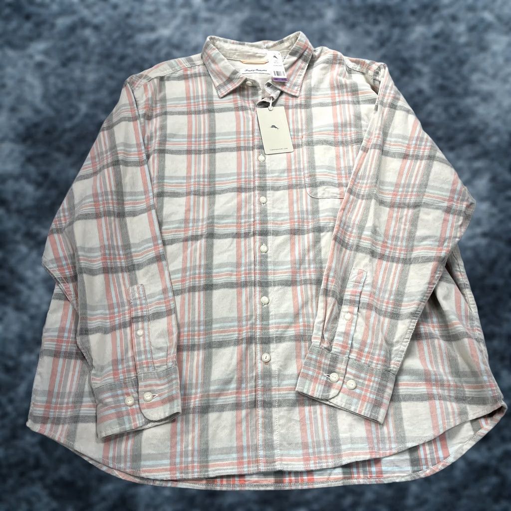 Tommy Bahama Tommy Bahama Shirt Mens 2XL Beige Plaid Corr-Chella Cotton Long Sleeve NWT Size US XXL / EU 58 / 5 - 1 Thumbnail