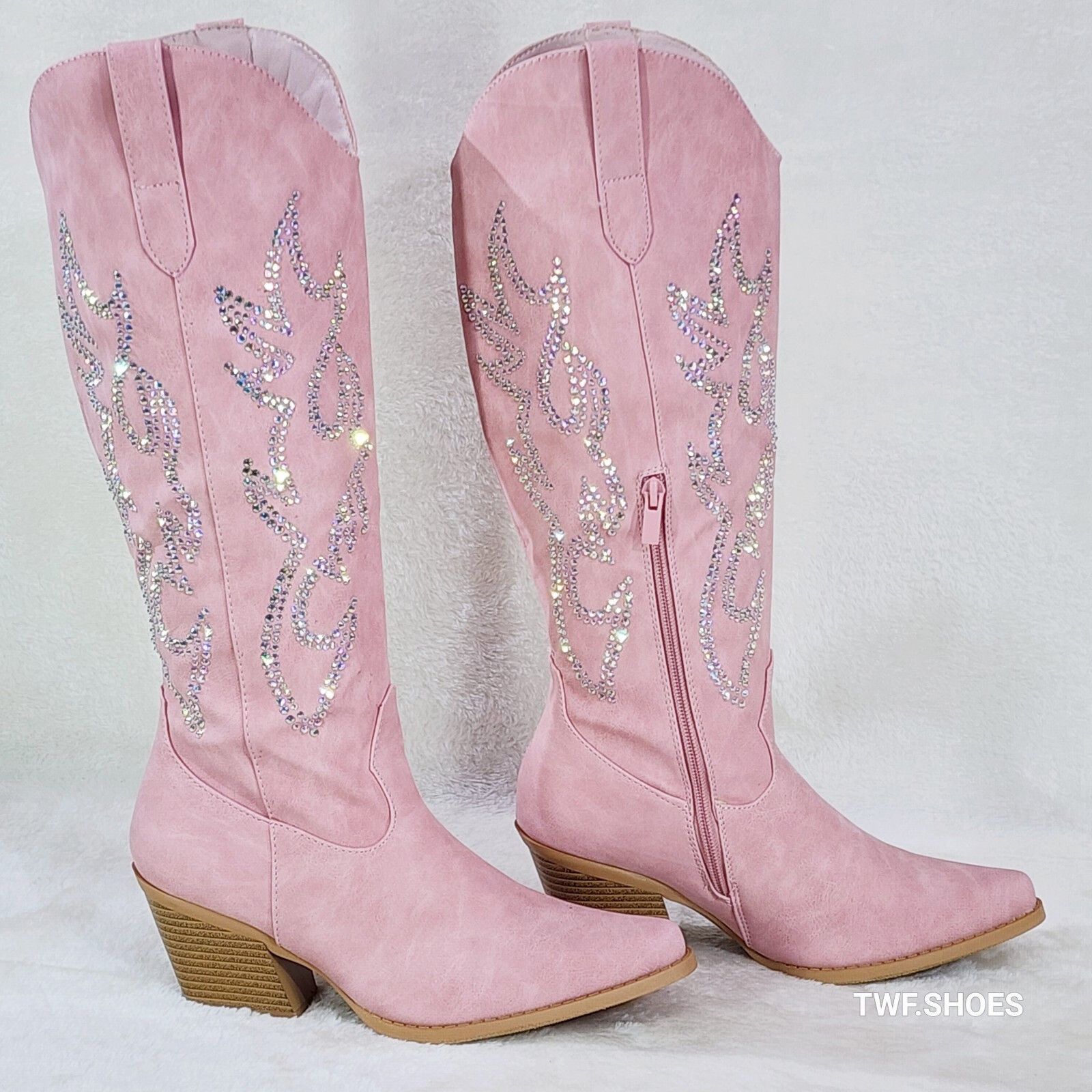 Ann Pink Leatherette With Rhinestones Country Glam Western C