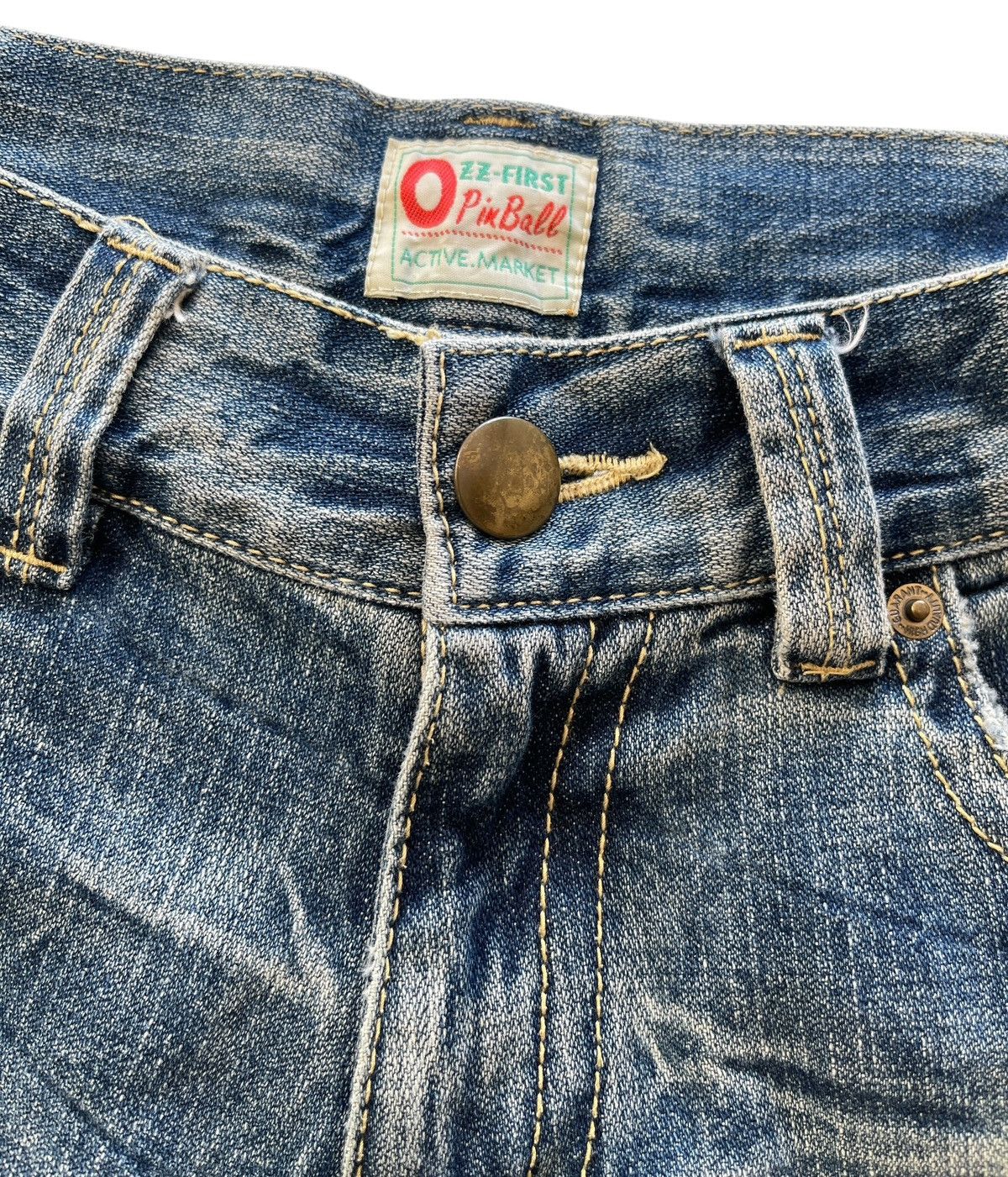 Japanese Brand Vintage Ozz First Pinball Distressed Flare Denim Size US 30 / EU 46 - 10 Thumbnail
