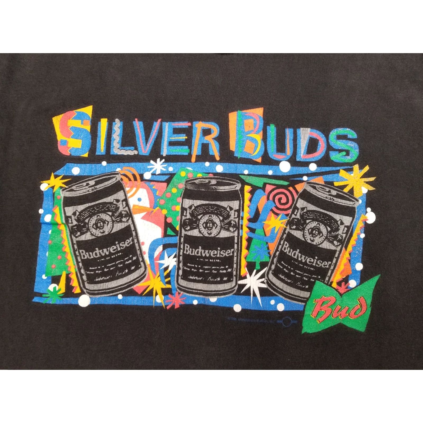 Hanes VINTAGE Budweiser Shirt Mens M Black Christmas Silver Buds Anheuser-Busch LS TEE Size US M / EU 48-50 / 2 - 3 Thumbnail