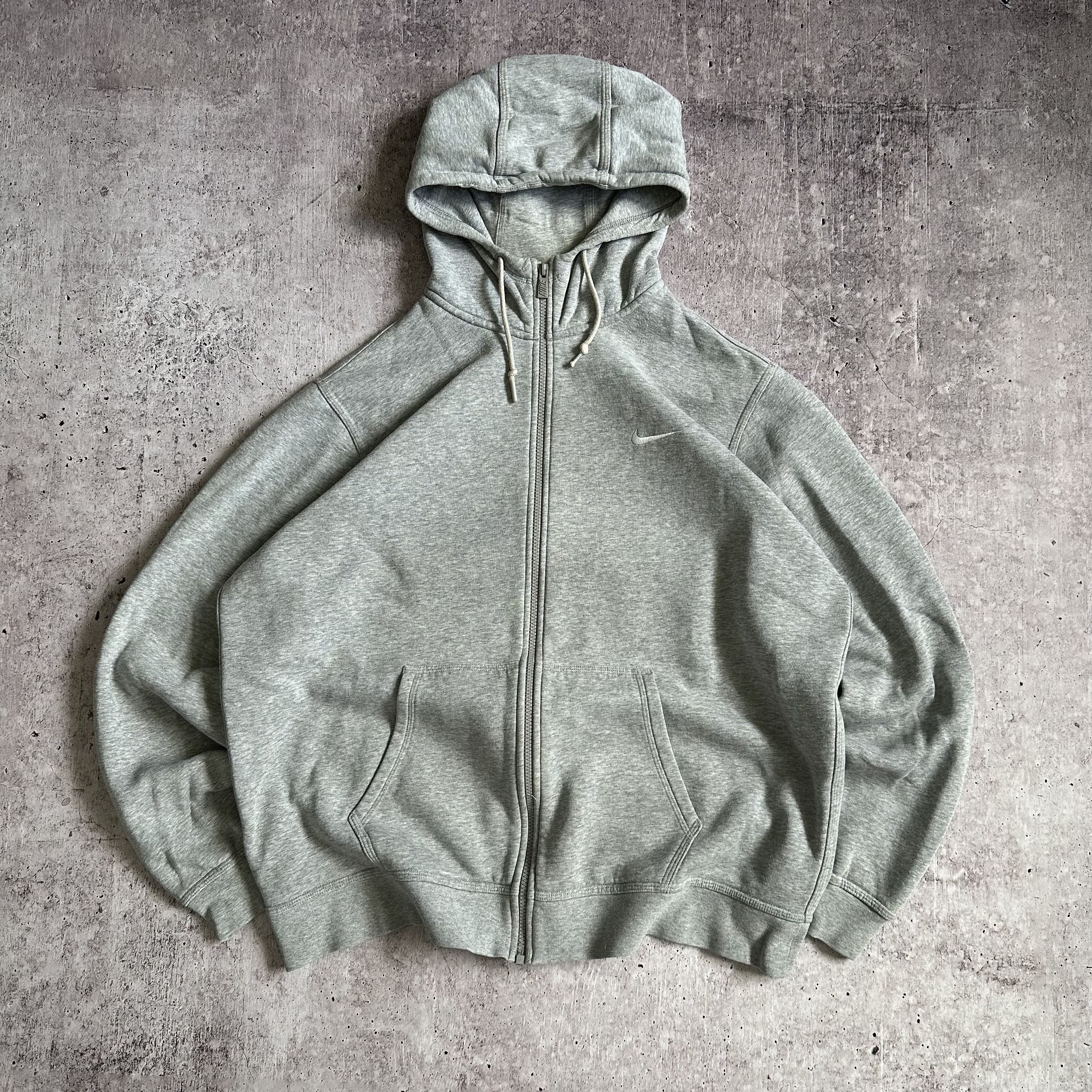 Nike × Vintage Nike y2k Vintage Baggy Boxy Oversize White Swoosh Zip Hoodie Size US XL / EU 56 / 4 - 1 Thumbnail