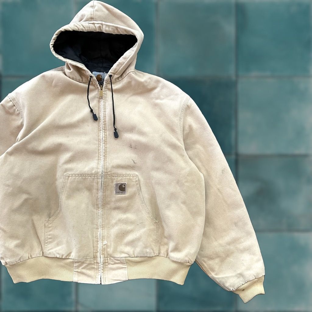 Carhartt VTG Carhartt Hooded Quilted Lined Tan Duck Canvas Jacket JQ295 2XL Men Size US XXL / EU 58 / 5 - 1 Thumbnail