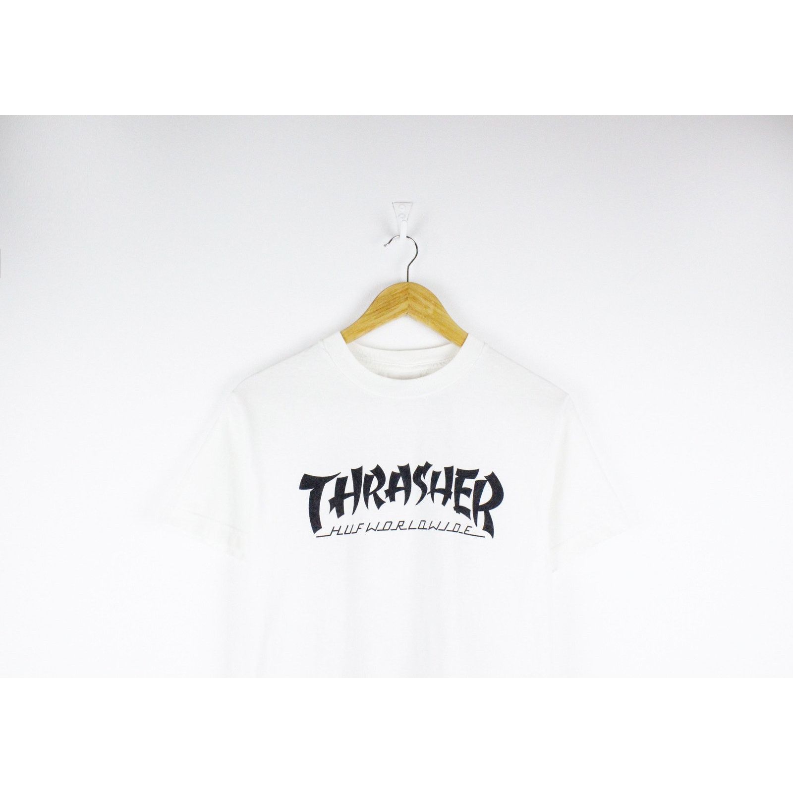 Huf × Thrasher Thrasher x HUF Worldwide Logo Crew White T-shirt Size US S / EU 44-46 / 1 - 2 Thumbnail