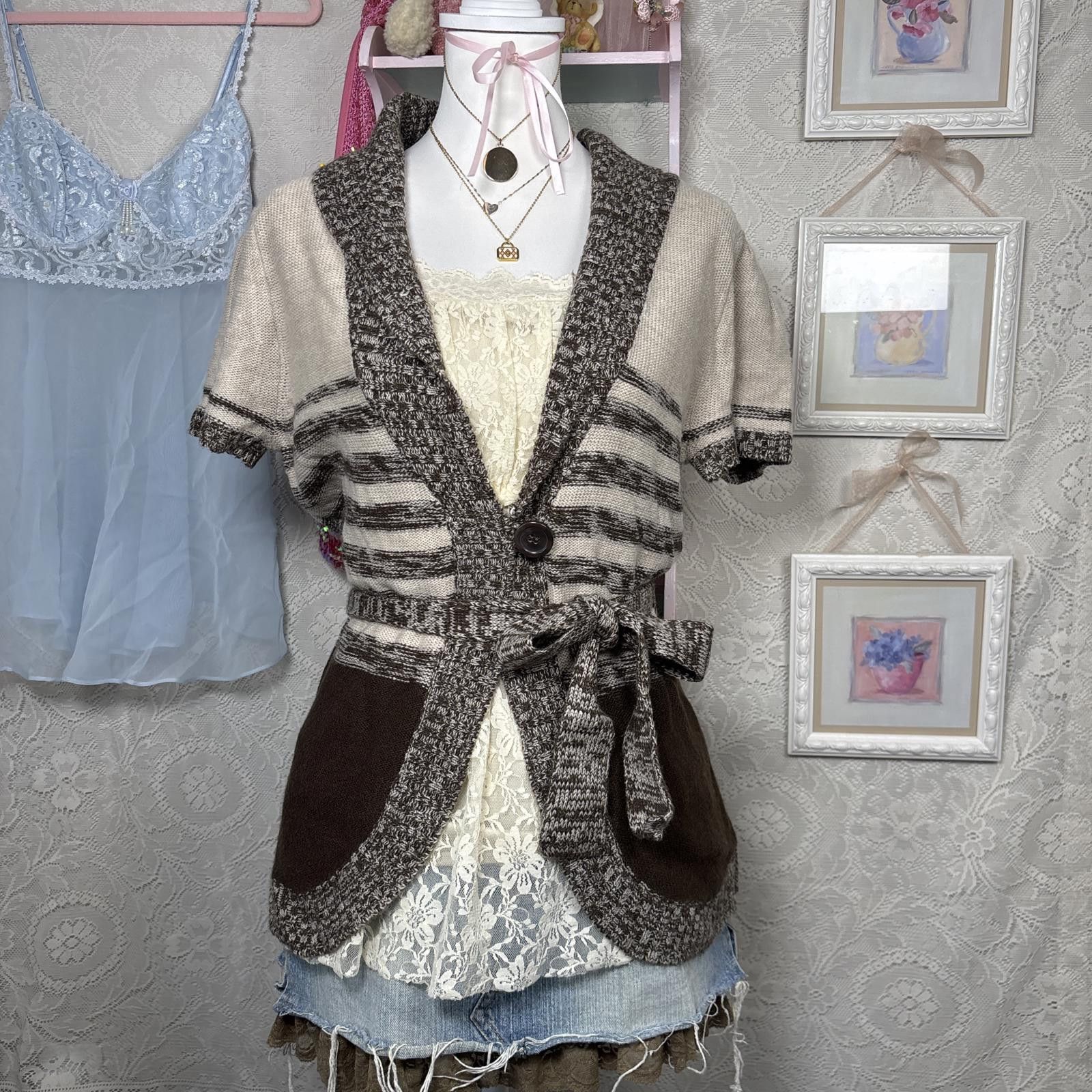 Other vintage knit striped babydoll cardigan Size M / US 6-8 / IT 42-44 - 1 Thumbnail