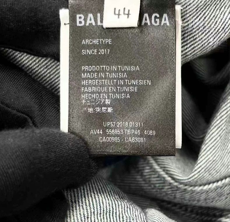 Balenciaga Balenciaga Washed Blue Neckline Old Destruction Back Embroi Size US S / EU 44-46 / 1 - 4 Thumbnail