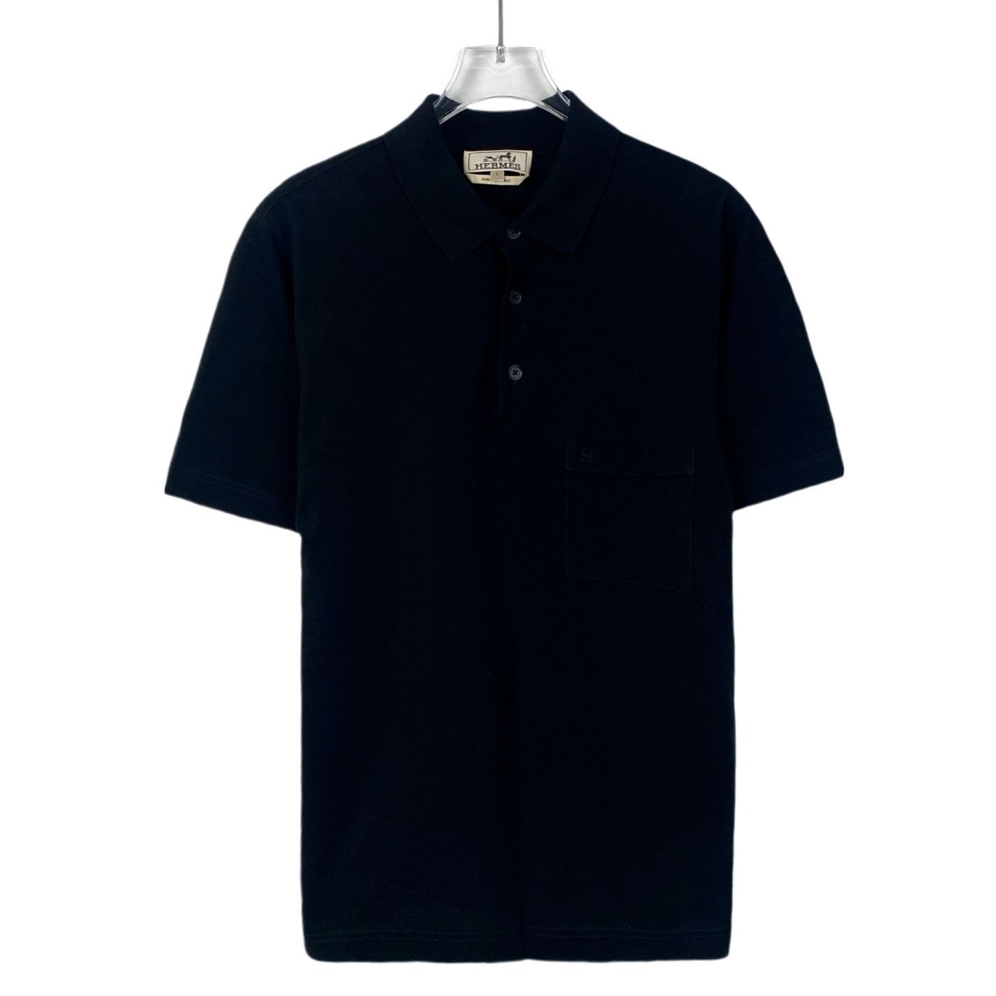 Hermes Hermès Black Cotton Short-Sleeve Polo Shirt Size L Made In I Size US L / EU 52-54 / 3 - 1 Thumbnail
