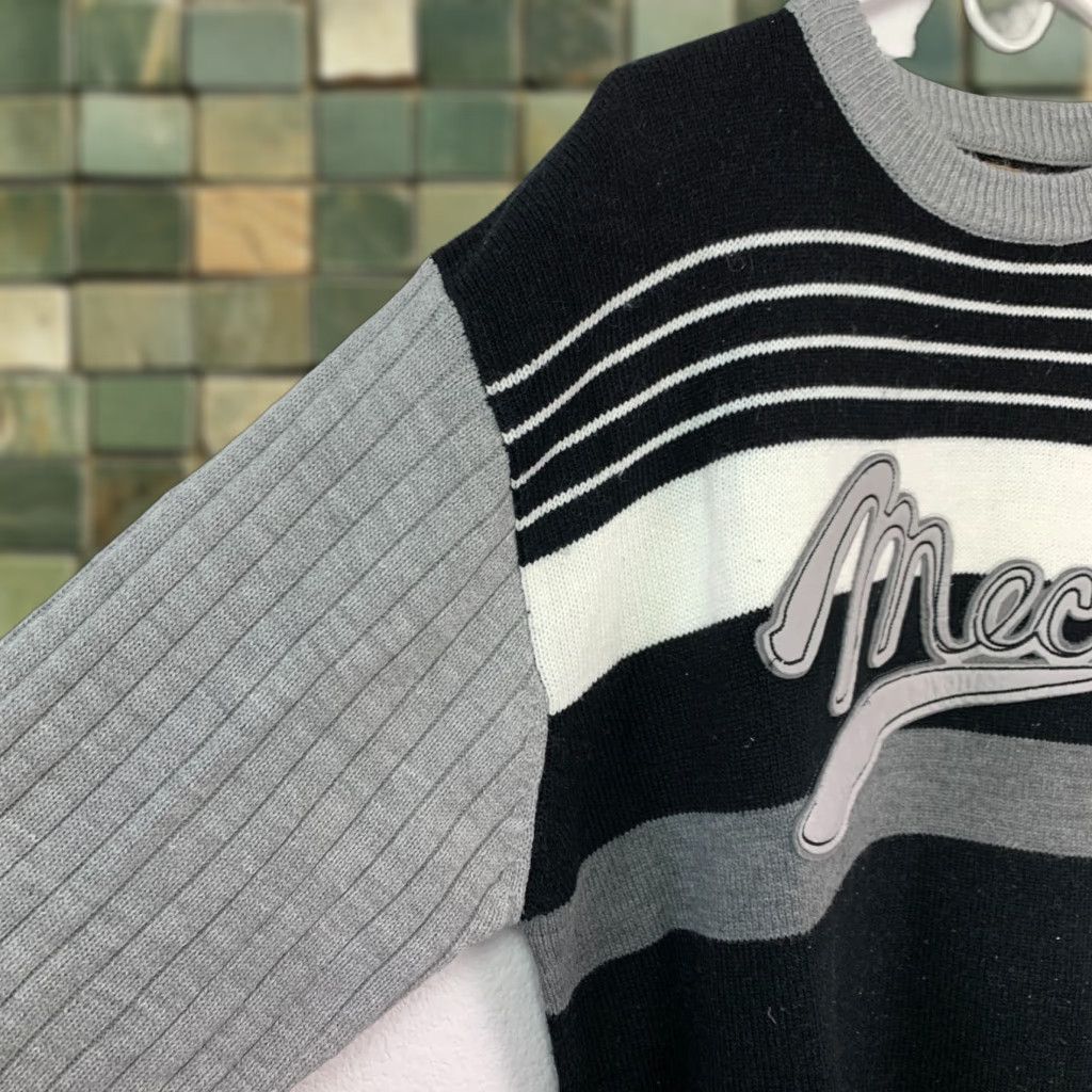 Vintage VINTAGE Mecca Striped Heavy Black Gray Wool Blend Ribbed Skate Sweater Mens 2XL Hip Hop Y2K Knit Size US XXL / EU 58 / 5 - 1 Thumbnail