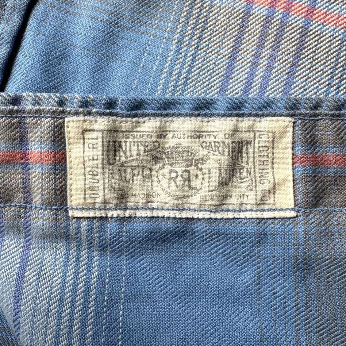 Ralph Lauren RRL RALPH LAUREN WESTERN SHIRT MEN M BLUE COTTON PLAID SHADOW CHECK USED Size US M / EU 48-50 / 2 - 6 Thumbnail