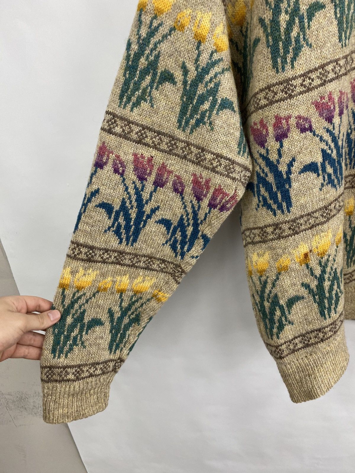 Vintage 🌷 Vintage 90s Y2K Tulips Knit Sweater Retro Rare Hype Size US M / EU 48-50 / 2 - 6 Thumbnail