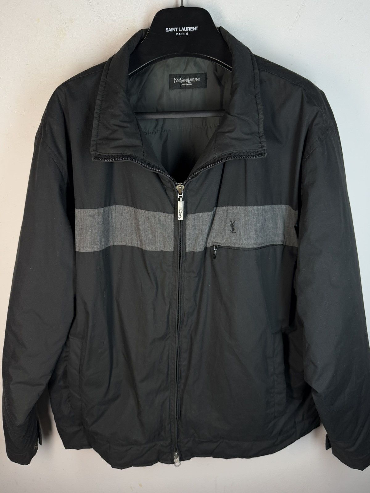 Warm YSL Jacket Black/Grey Autumn YSL Bomber Saint Laurent