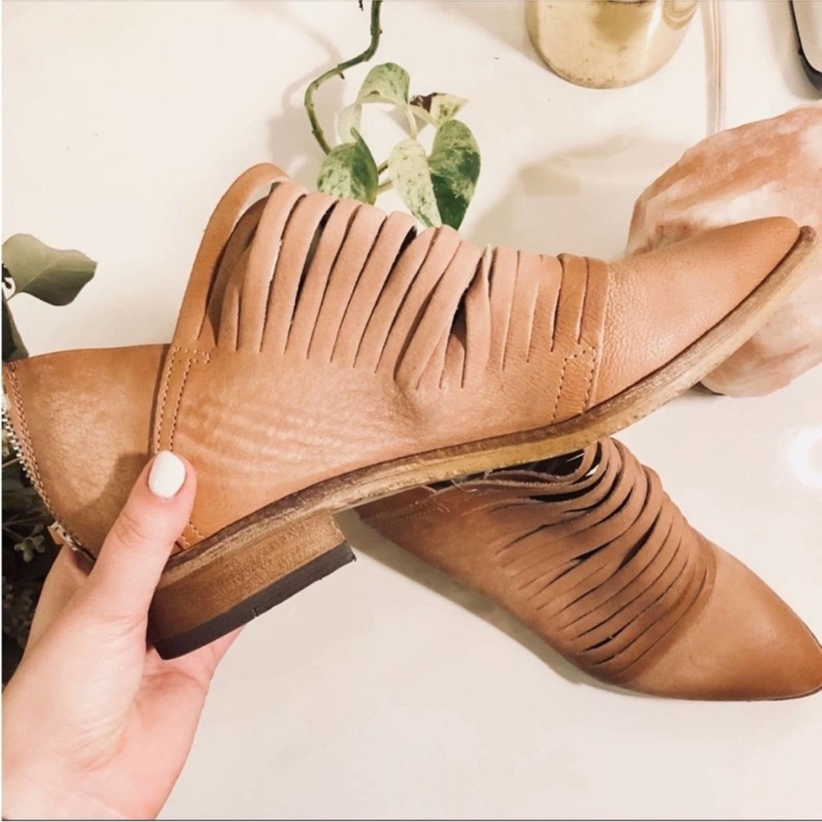 FP FREE PEOPLE Brown Tan Lost Valley Ankle Booties Boots