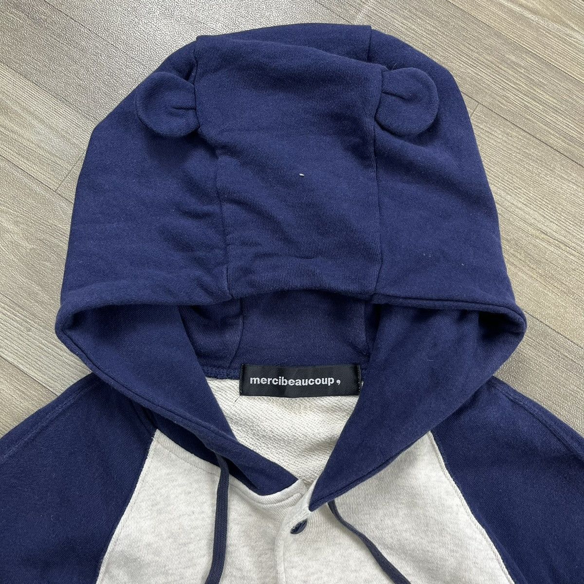 mercibeaucoup Vintage Mercibeaucoup Issey Miyake Panda Ear Varsity Hooded Size US L / EU 52-54 / 3 - 3 Thumbnail