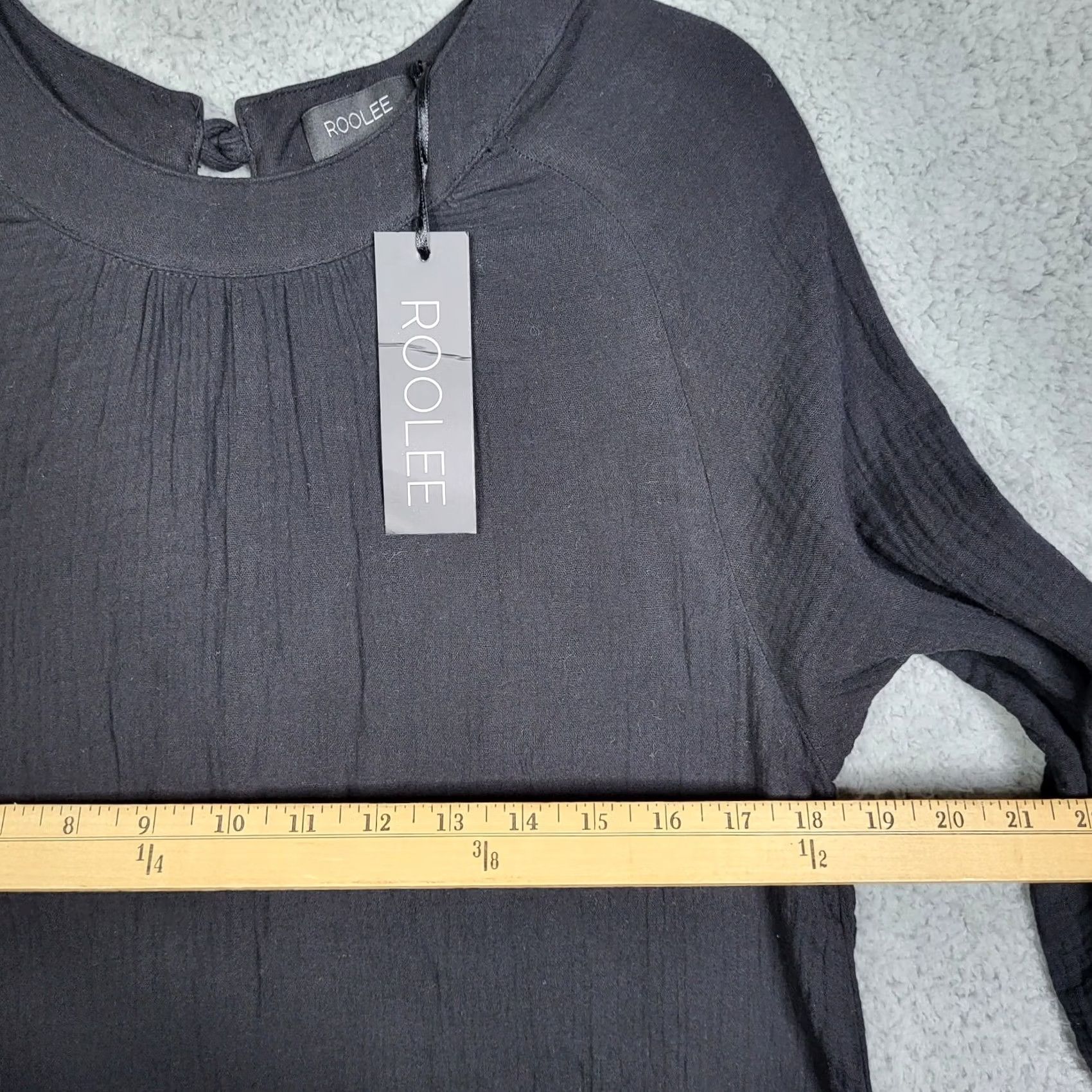 Vintage ROOLEE Women's Black 3/4 Sleeve Mini Dress Cotton Size S Size S / US 4 / IT 40 - 4 Thumbnail