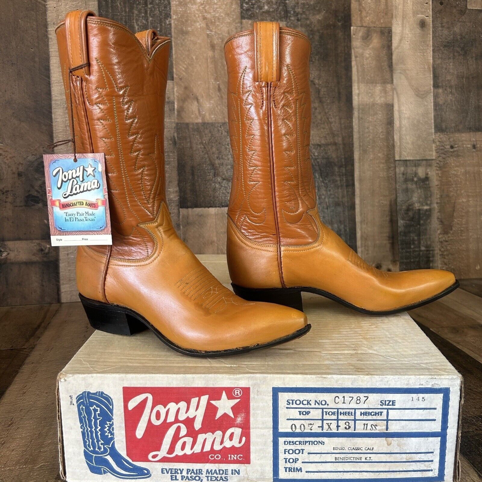 image of Tony Lama Vintage Gold Label Cowboy Boots Womens 4.5 A in Brown