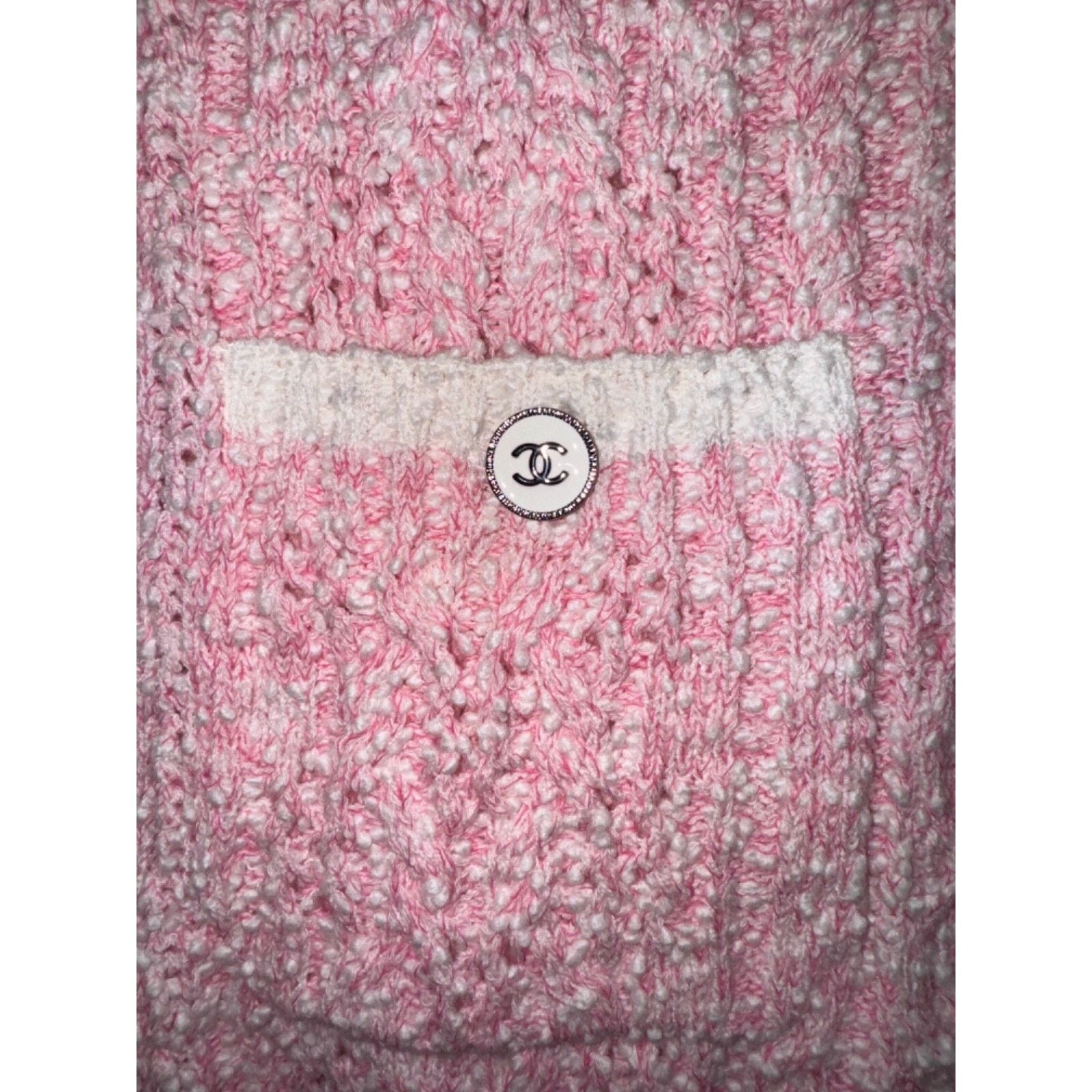 Chanel Chanel 24P Pink White Knit Boucle CC Logo Button Long Size XS / US 0-2 / IT 36-38 - 7 Thumbnail