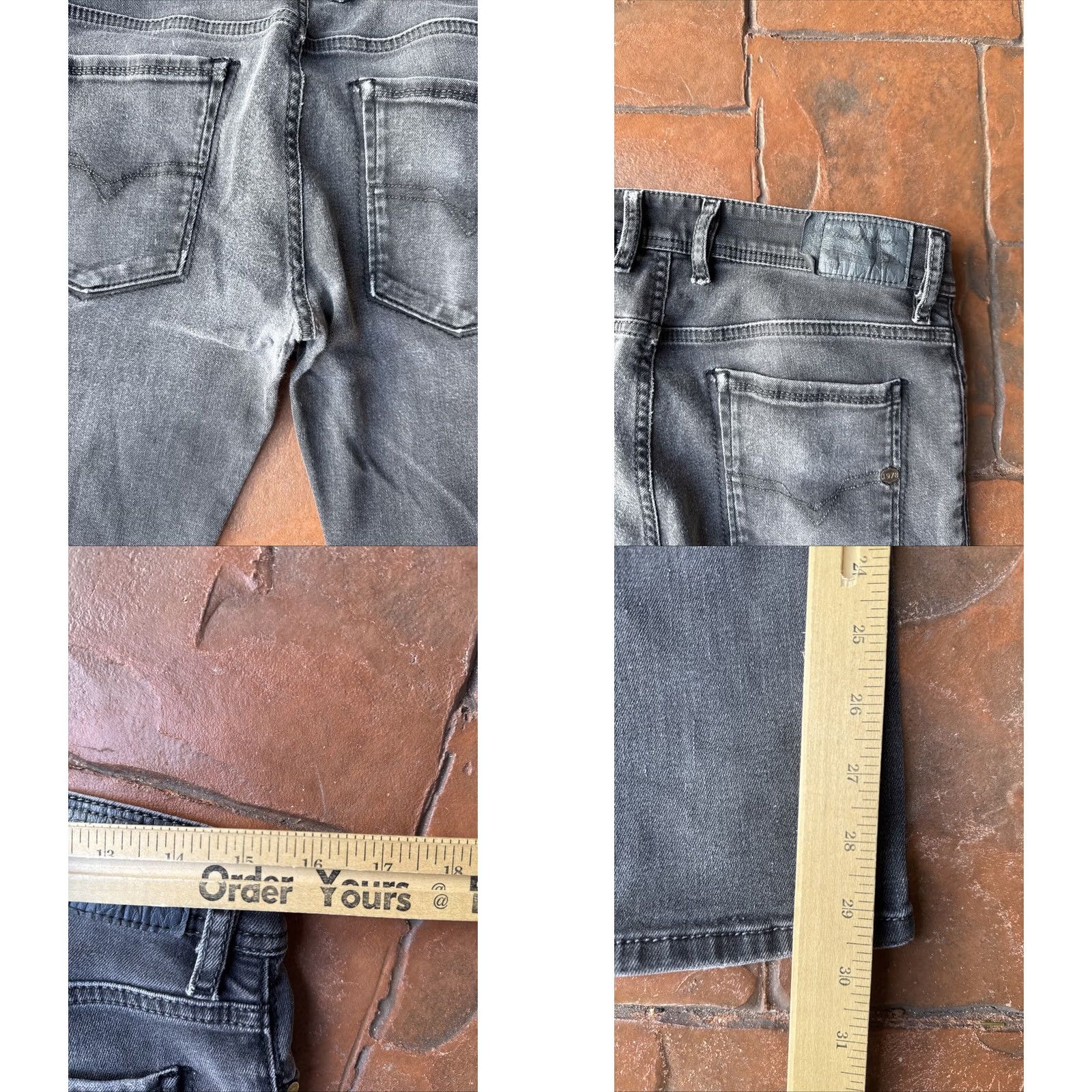 Diesel VINTAGE Diesel Sleenker Slim Jeans 29x30 Button Fly Charcoal Wash Gray 90s Grunge Dante? Size 29" - 8 Thumbnail