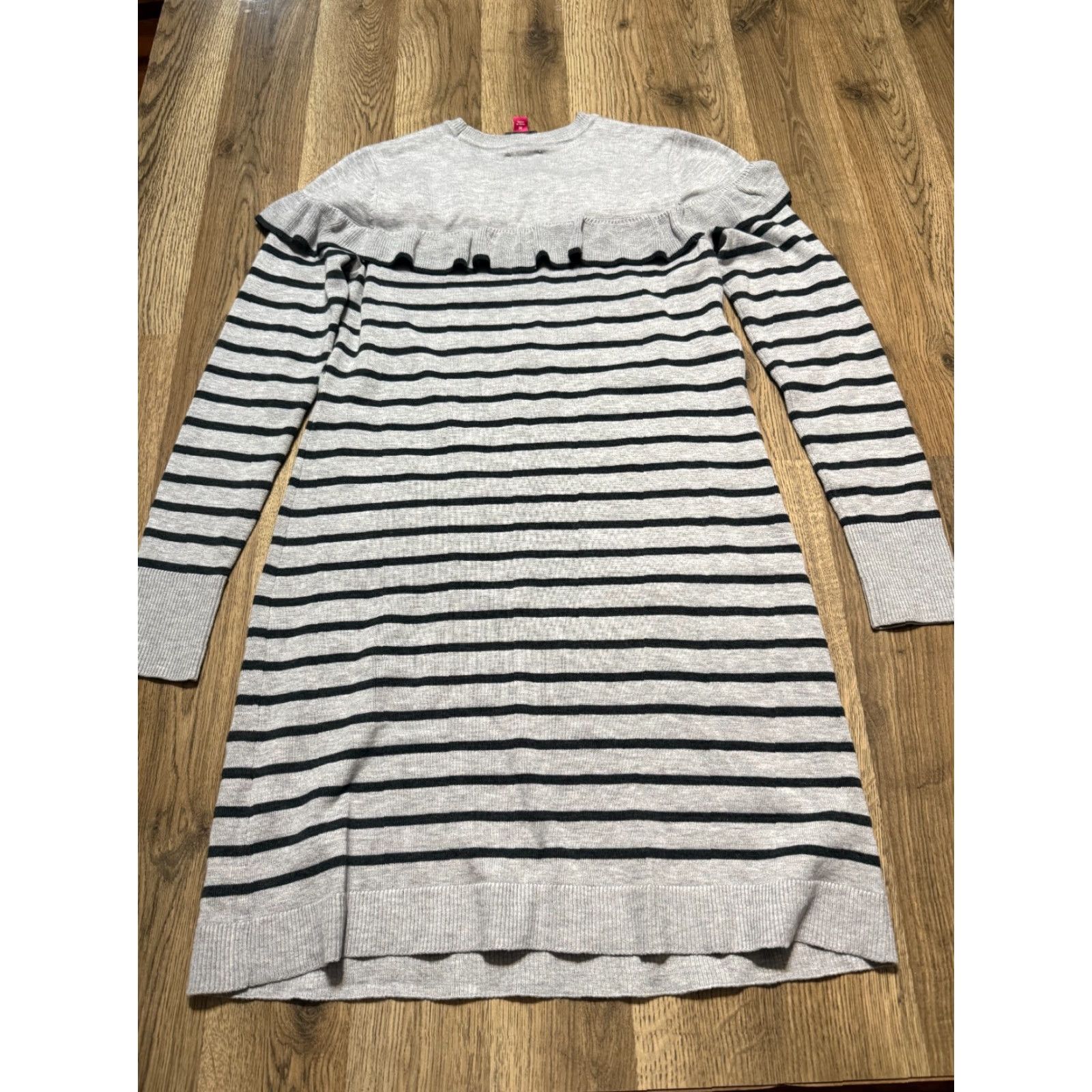 Vince Camuto Vince Camuto Dress Womens Medium Gray Black Striped Sweater Dress Knit Knee Length Long Sleeve Pullover Casual Classic - Womens Size M / US 6-8 / IT 42-44 - 2 Thumbnail