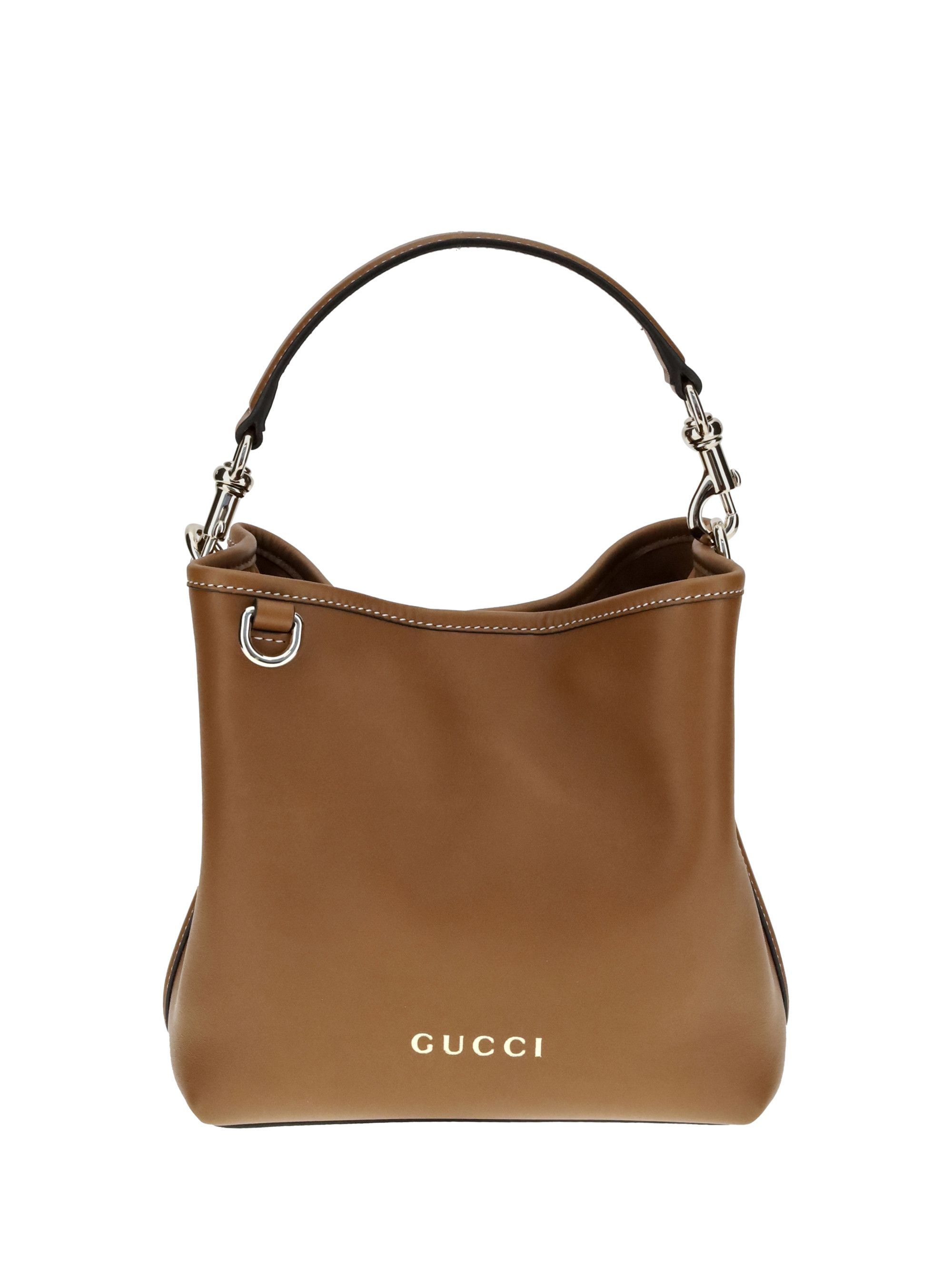 Gucci Gg Emblem Leather Bucket Bag, Women's