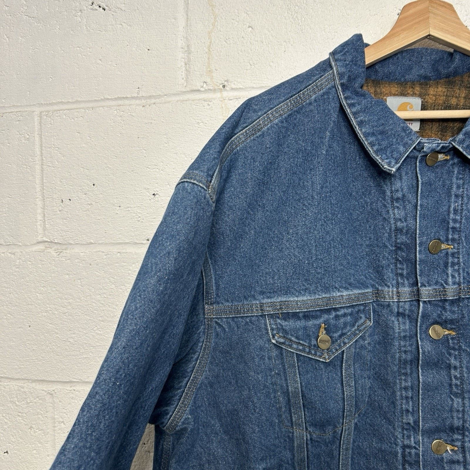 Carhartt Vintage Carhartt Blanket-Lined Trucker Jacket “Darkstone” Size US XL / EU 56 / 4 - 4 Thumbnail